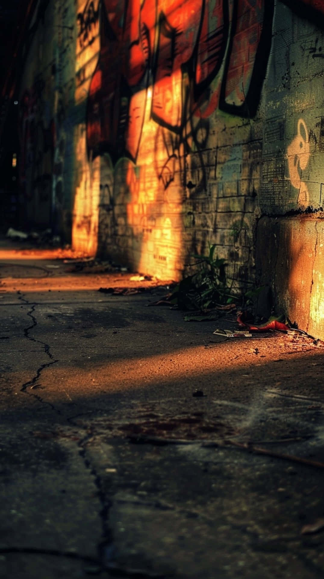 urban decay, graffiti, alleyway, Full HD Phone Wallpaper