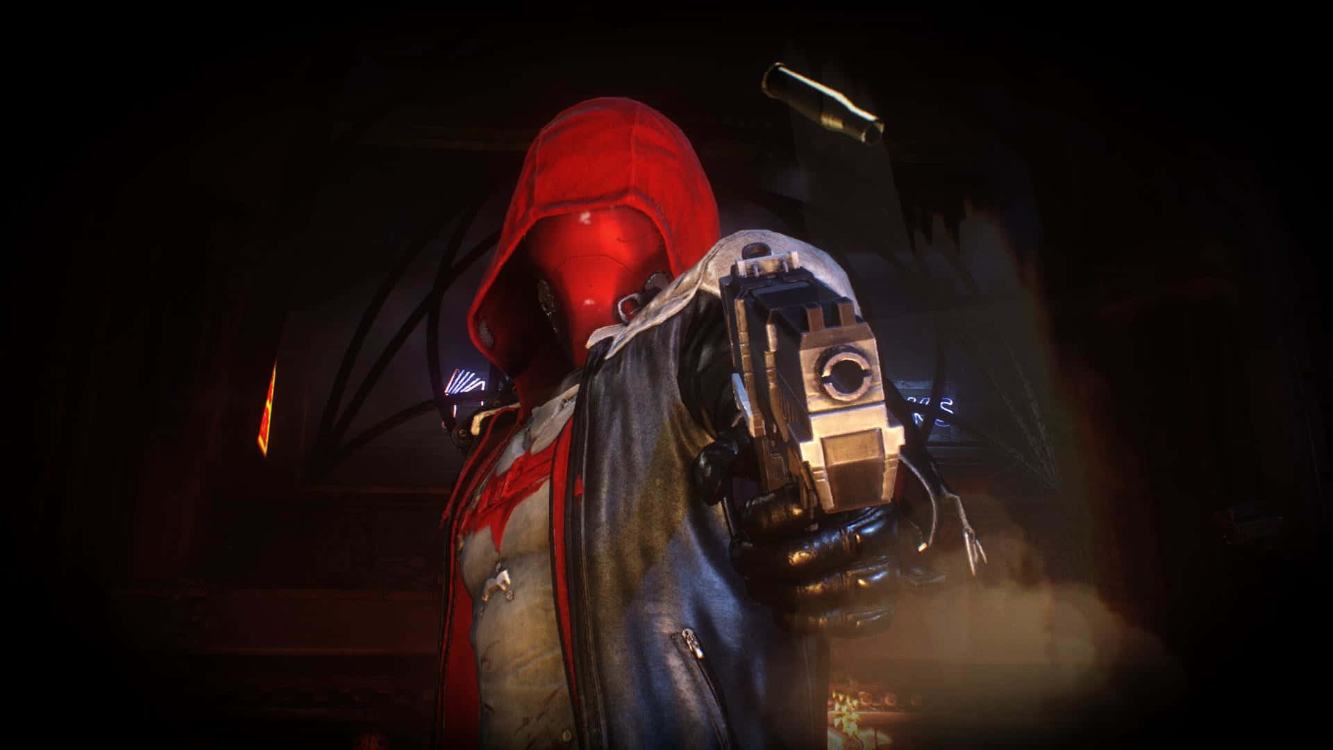 ghetto hood, red hood, futuristic pistol, Full HD Desktop Wallpaper