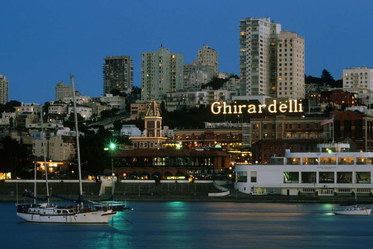 Ghiradelli Square, sailboats, harbor, SD Desktop Wallpaper
