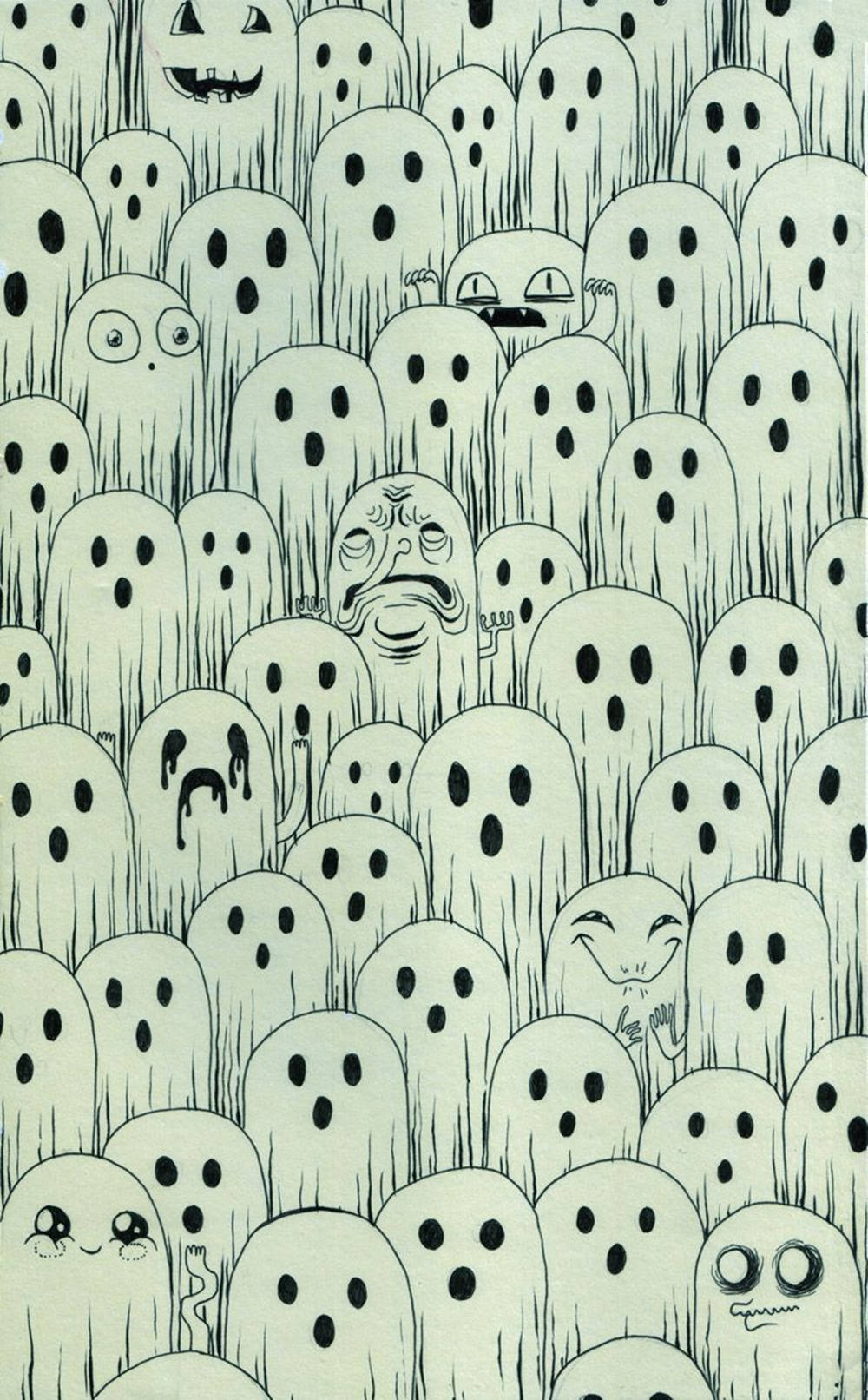 ghostly visage, cartoonish ghosts, tall grass, HD Phone Wallpaper