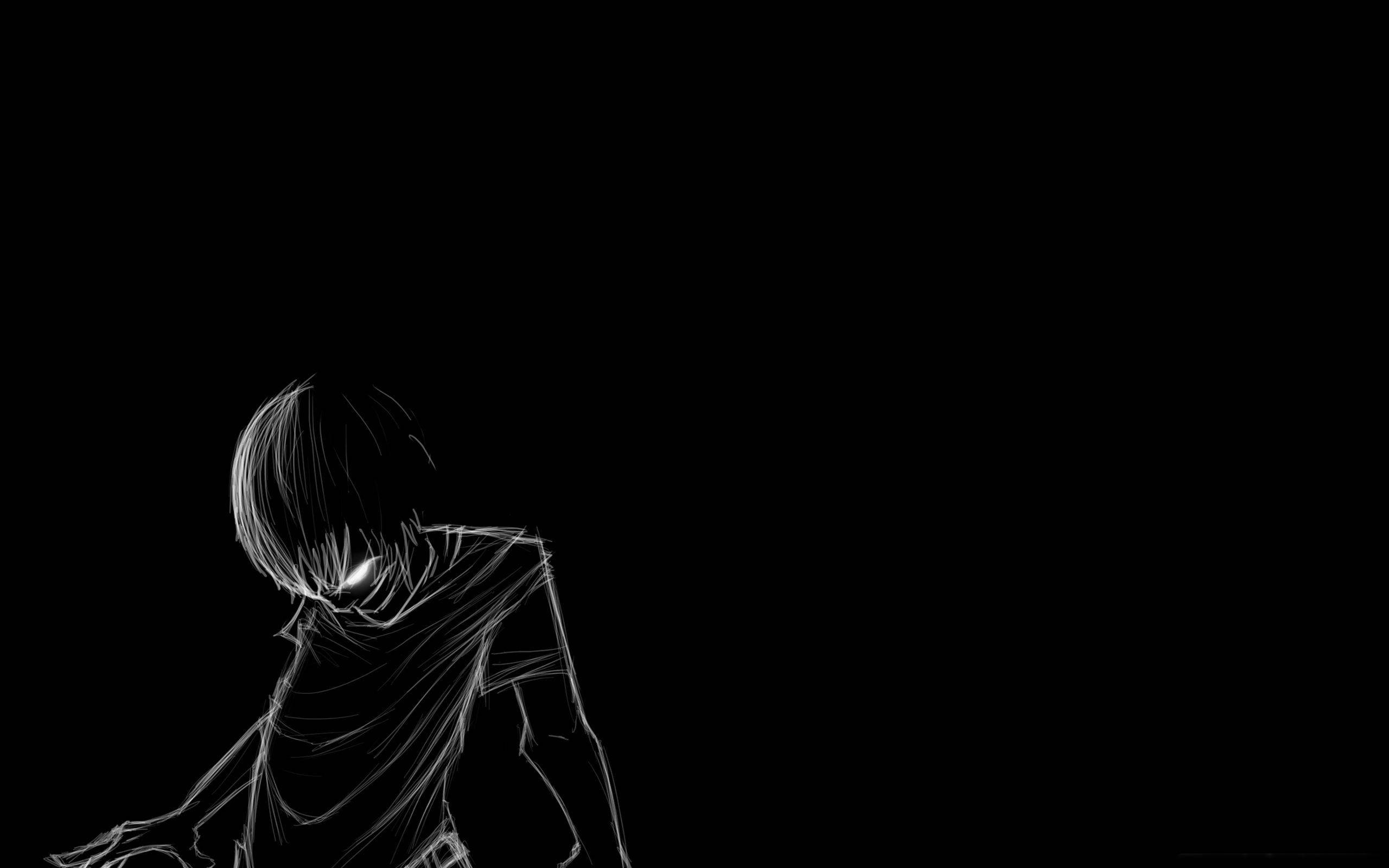 Ghost Aesthetic, black, white line-art, 2K Desktop Wallpaper