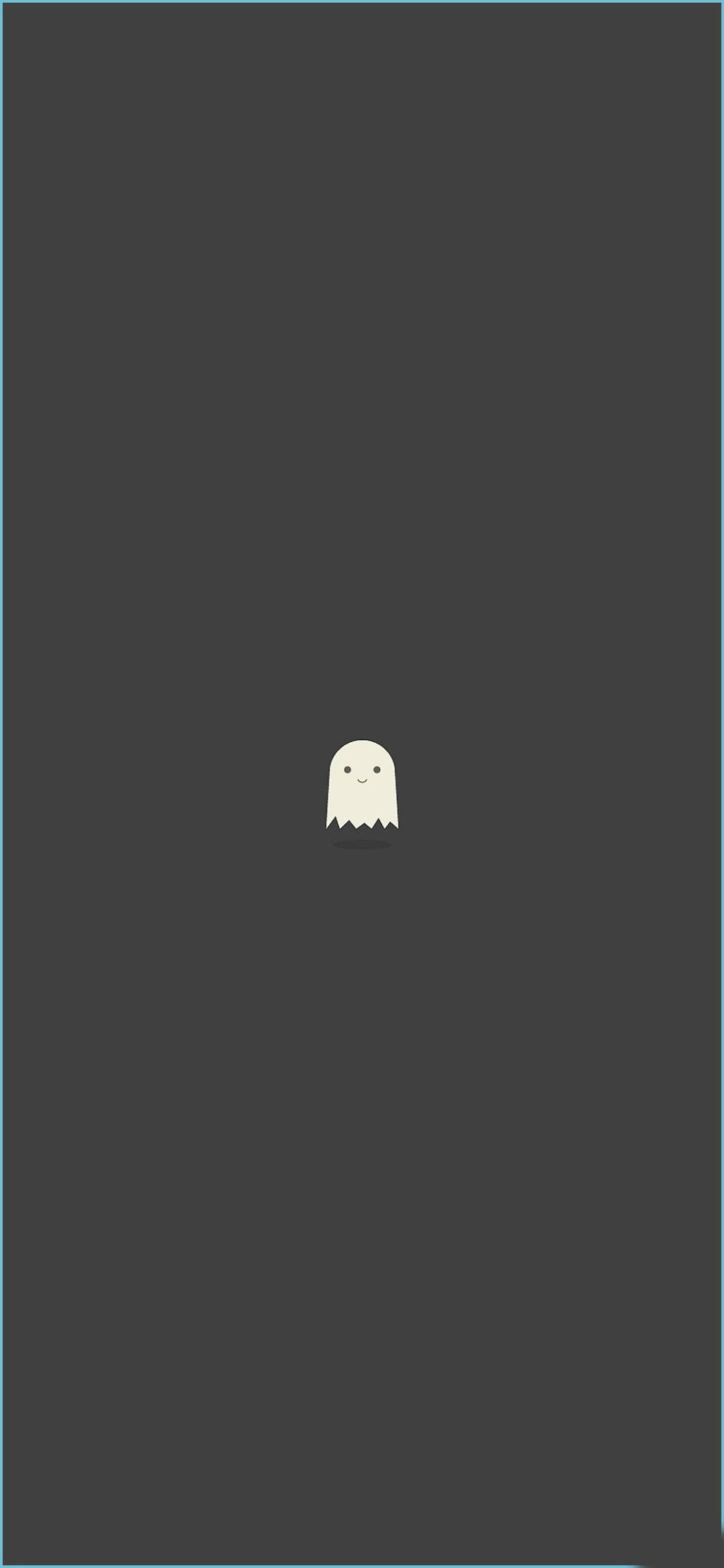 ghost icon, dark gray background, thin blue border, Full HD Phone Wallpaper