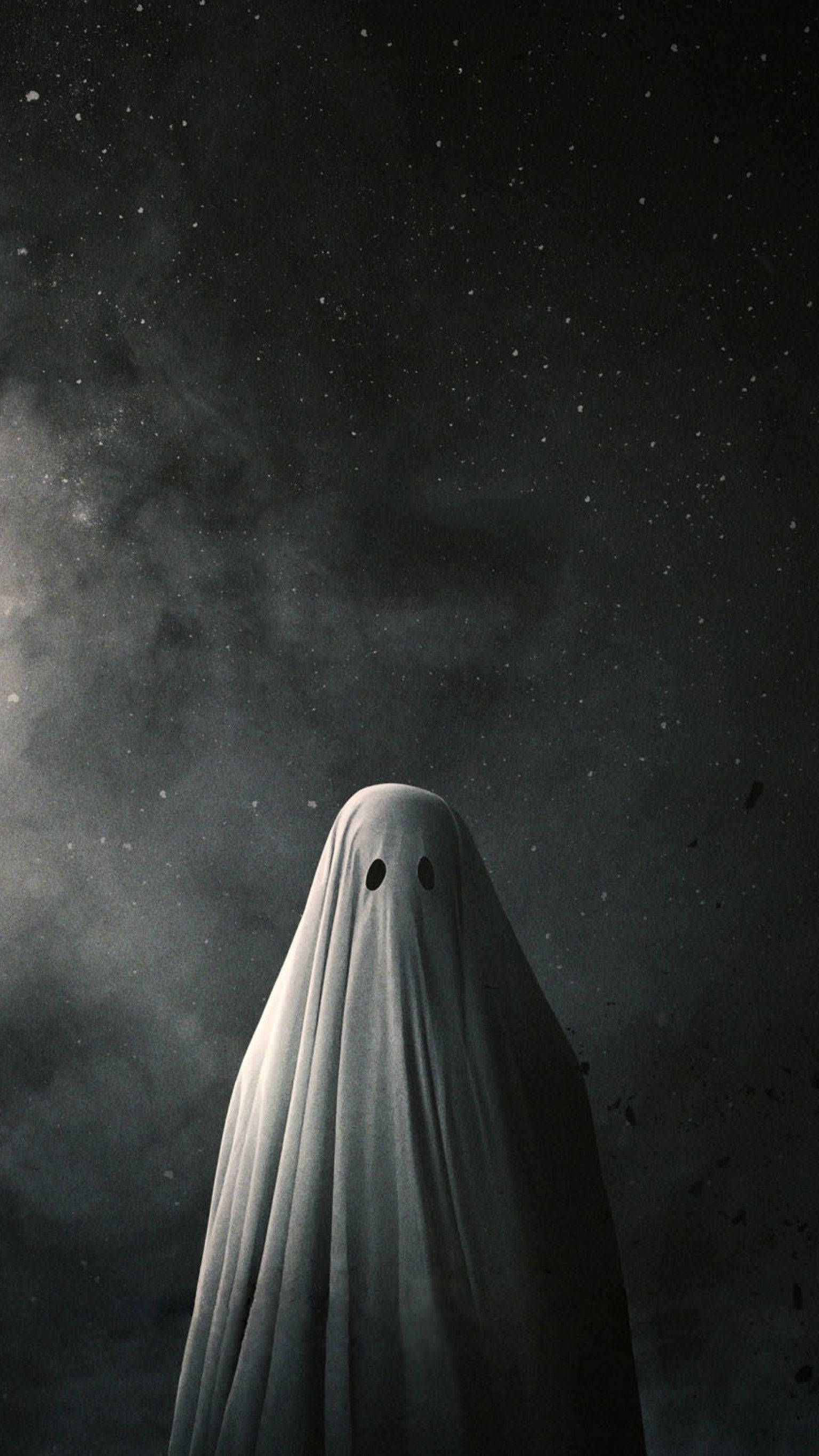 white sheet, eye holes, starry night sky, 2K Phone Wallpaper