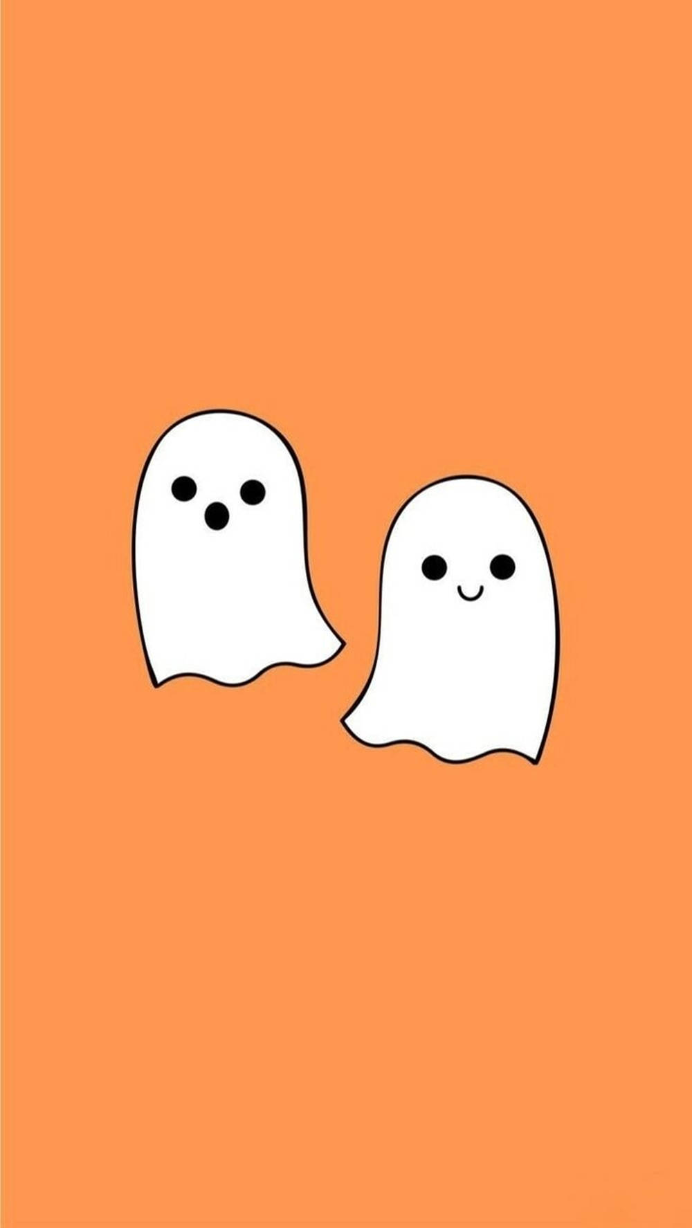 Two Friendly Ghosts Aesthetic, orange, white cartoon ghosts, HD Phone Wallpaper