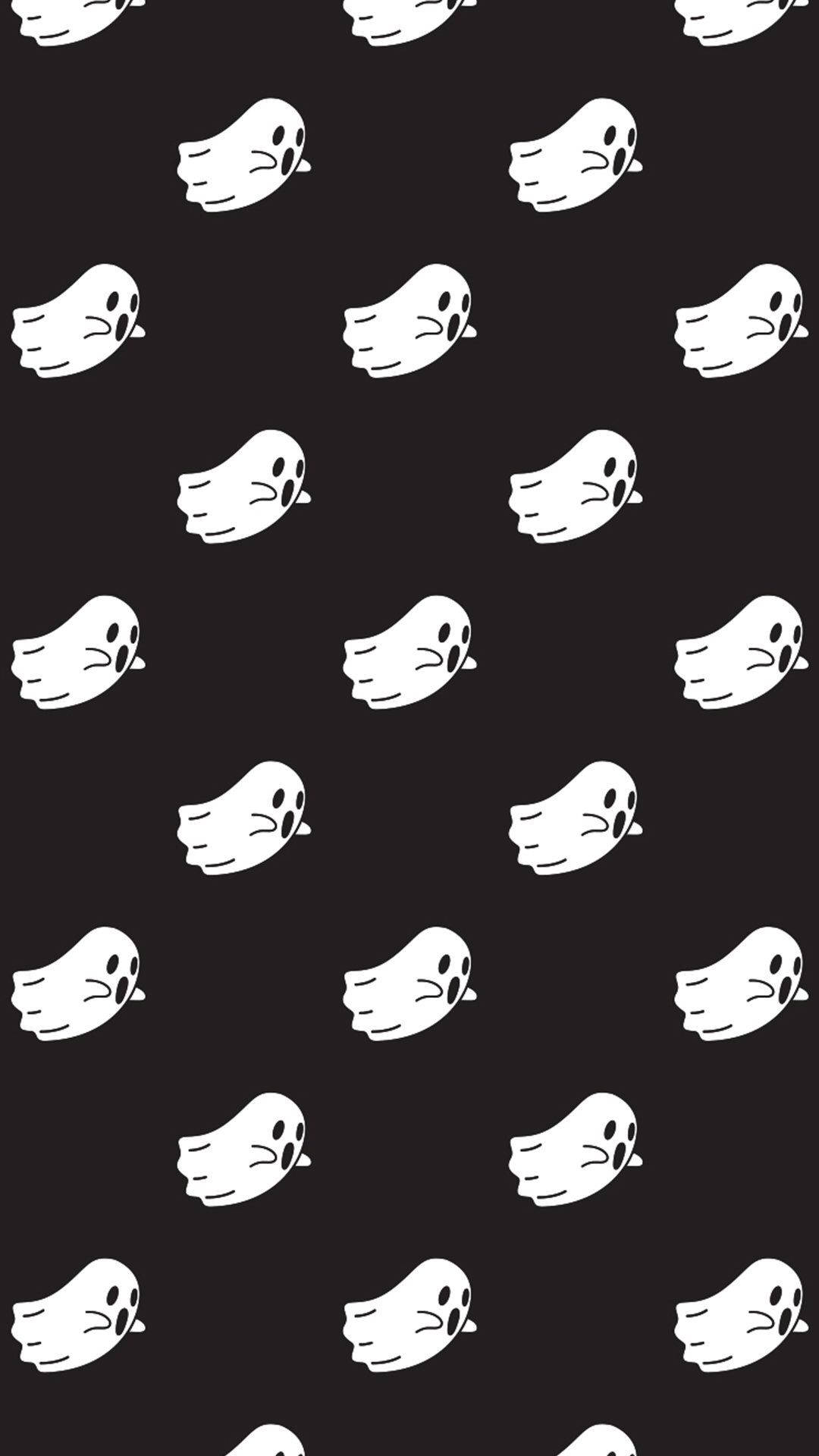 Chasing Ghost Aesthetic Pattern, white cartoon ghosts, winking faces, Full HD Phone Wallpaper
