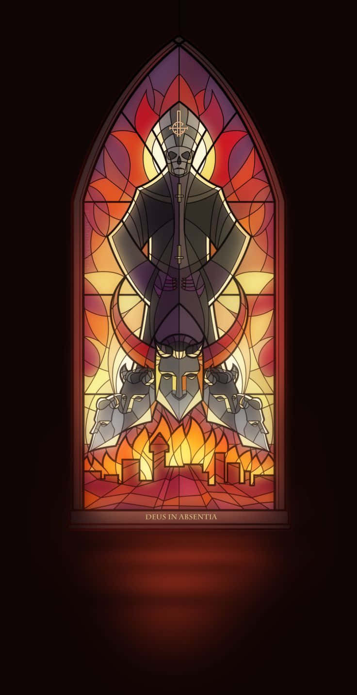Ghost Band, stained glass window, skeletal figure, HD Phone Wallpaper