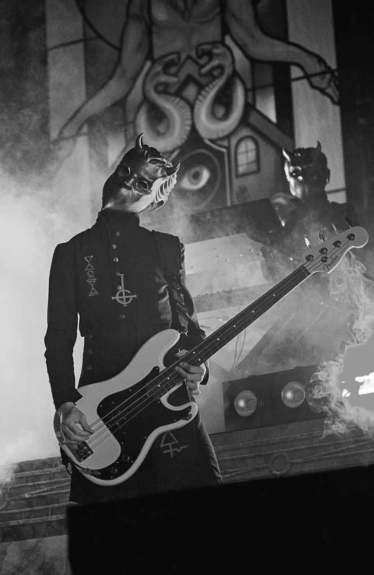 Ghost Band, devil mask, bass guitar, SD Phone Wallpaper