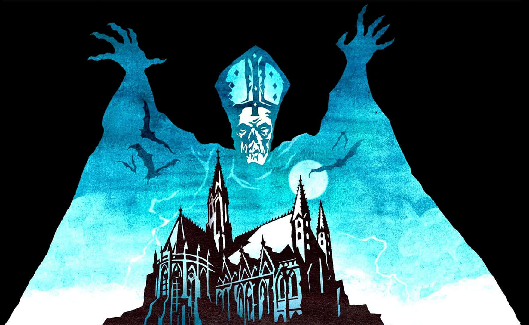 Ghost Band, skeletal bishop, gothic cathedral, HD Desktop Wallpaper