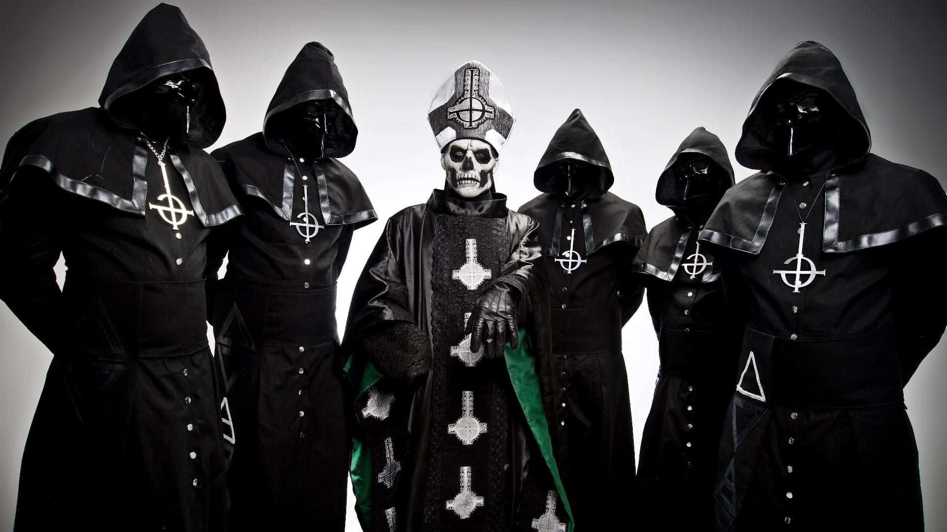 Ghost Band, black cloaks, skull masks, Full HD Desktop Wallpaper