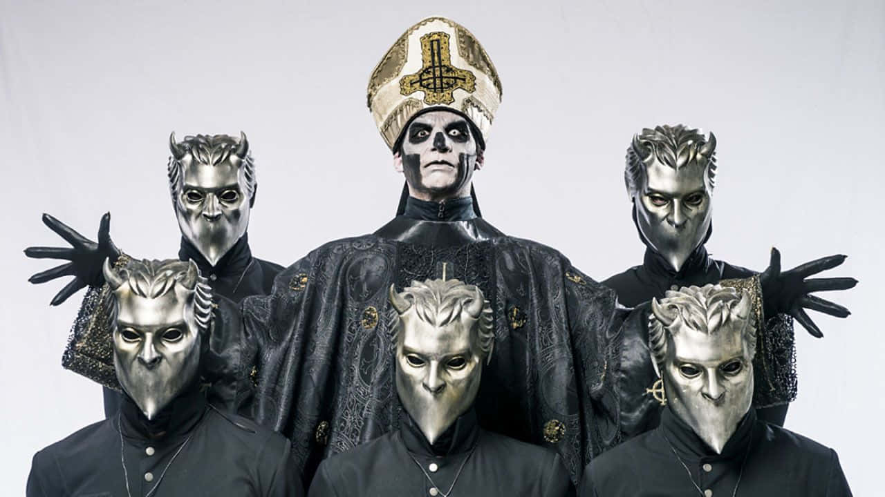 Ghost Band, black robes, silver masks, HD Desktop Wallpaper