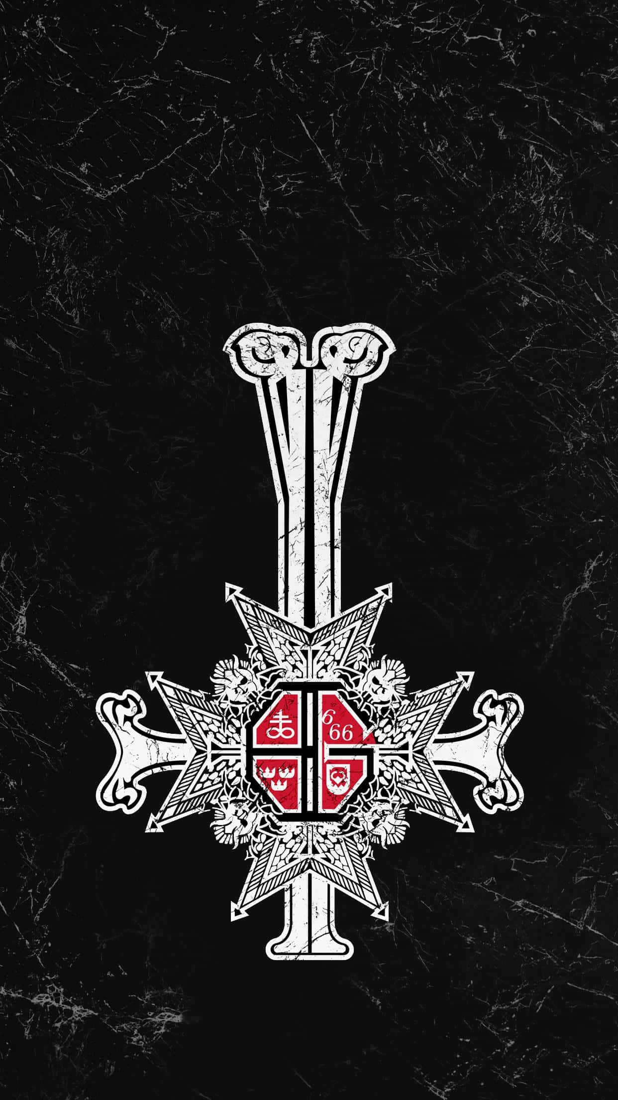 Ghost Band, inverted silver cross, white ornate cross, Full HD Phone Wallpaper