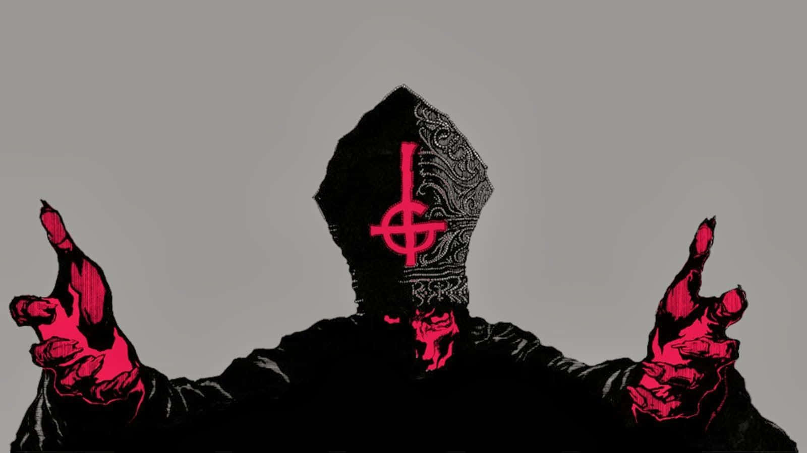 Ghost Band, black hooded robe, glowing red hands, HD Desktop Wallpaper