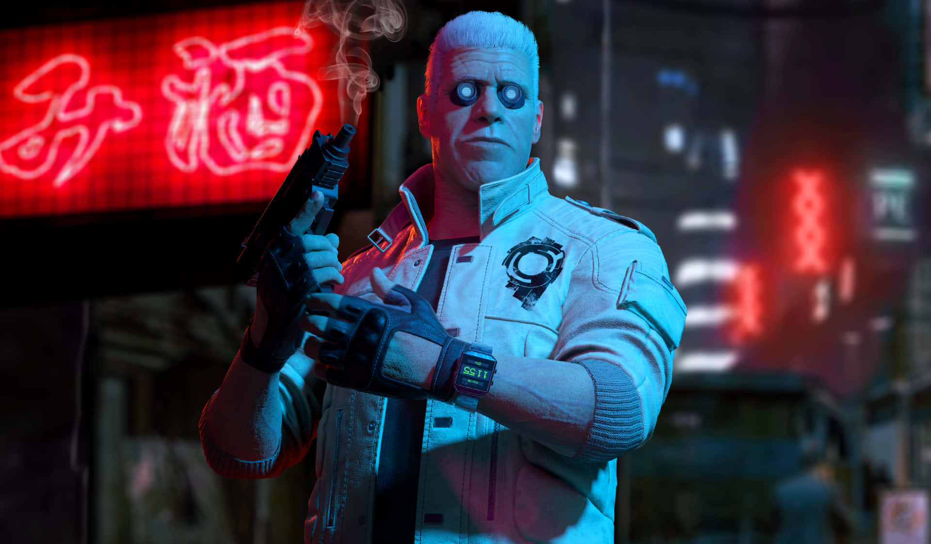 Ghost In The Shell Batou, Batou, neon signs, Full HD Desktop Wallpaper
