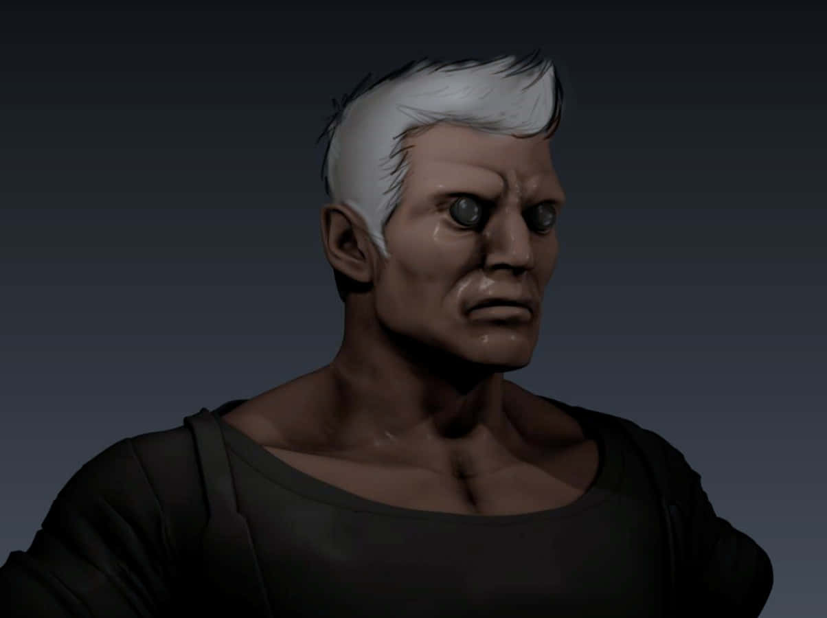 Ghost In The Shell Batou, white hair, glowing eyes, SD Desktop Wallpaper