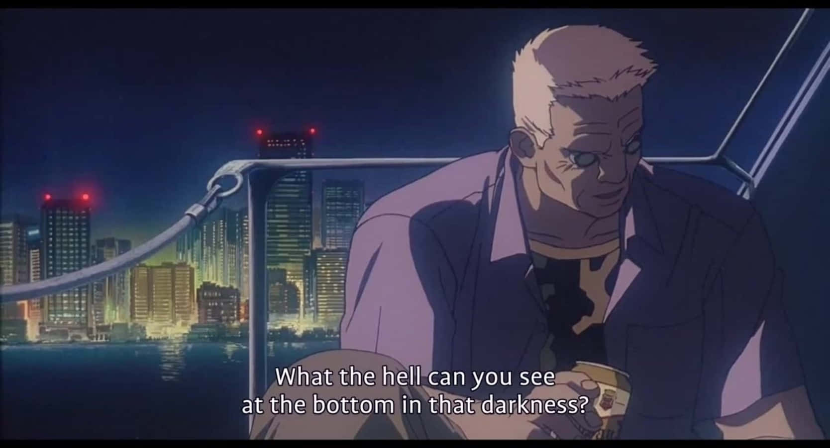 Ghost In The Shell Batou, Batou, neon-lit cityscape, HD Desktop Wallpaper