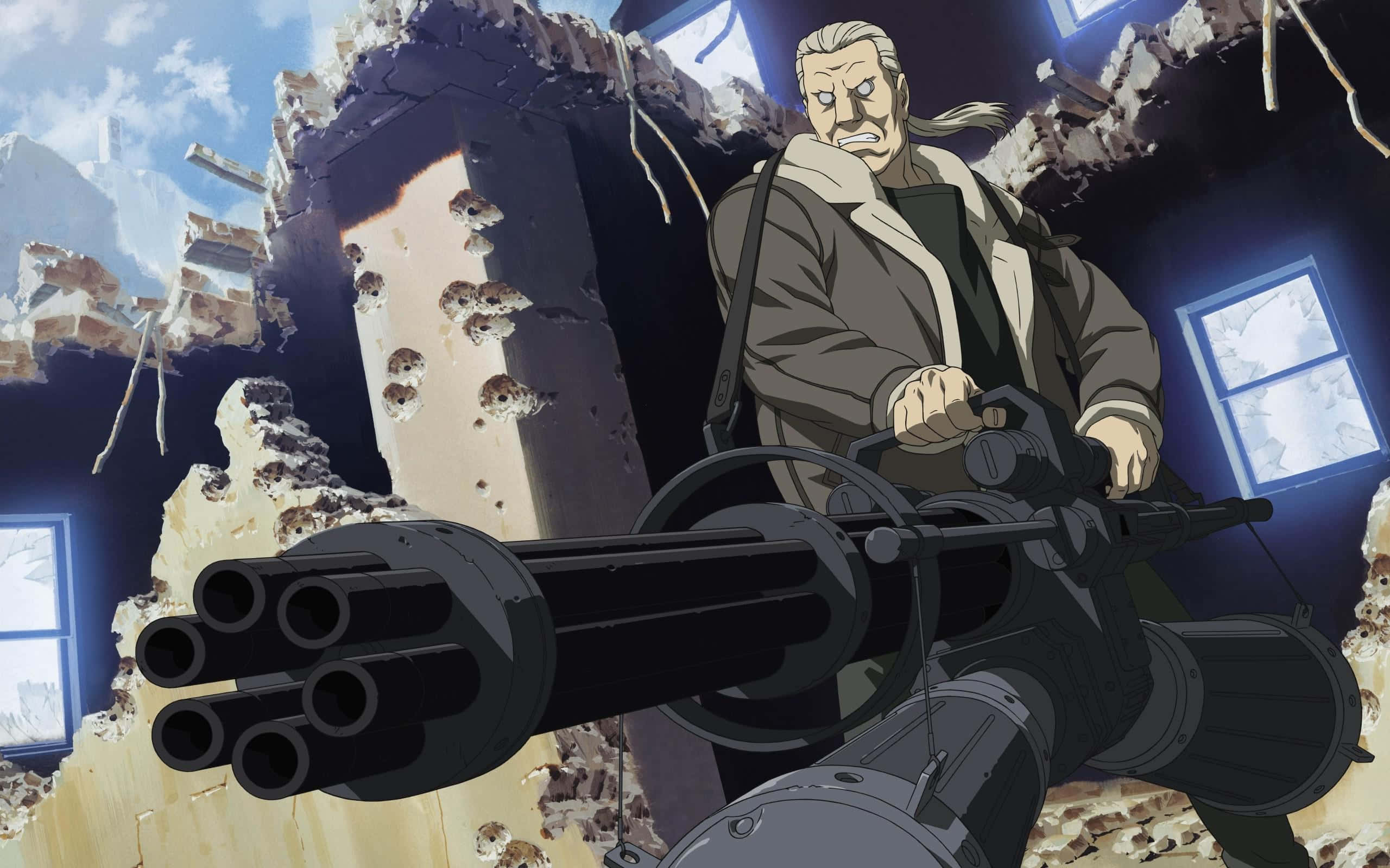 Ghost In The Shell, Batou, gray hair, 2K Desktop Wallpaper