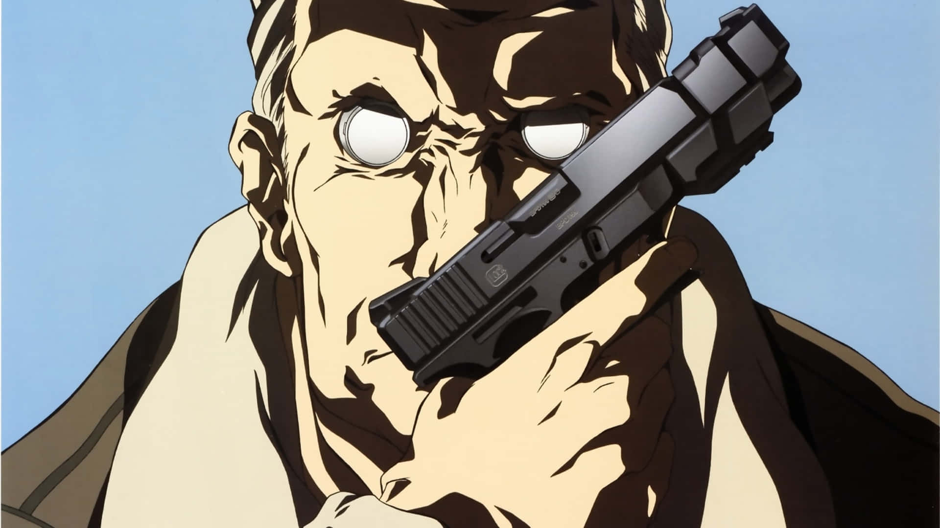 Batou, Ghost in the Shell, white eyes, Full HD Desktop Wallpaper