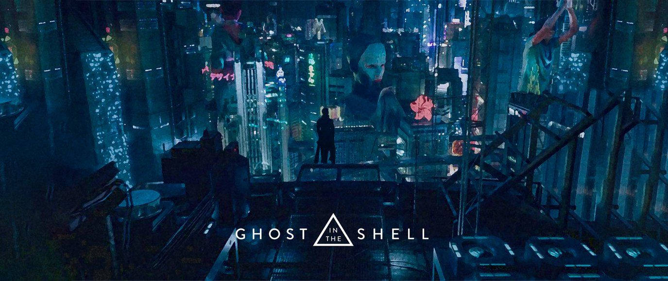 Ghost In The Shell, cyberpunk cityscape, neon-drenched, HD Desktop Wallpaper