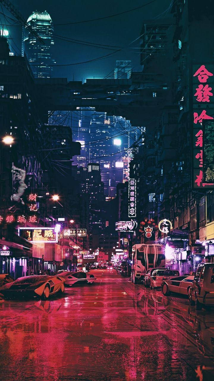 Ghost In The Shell, neon-drenched, rain-soaked, HD Phone Wallpaper