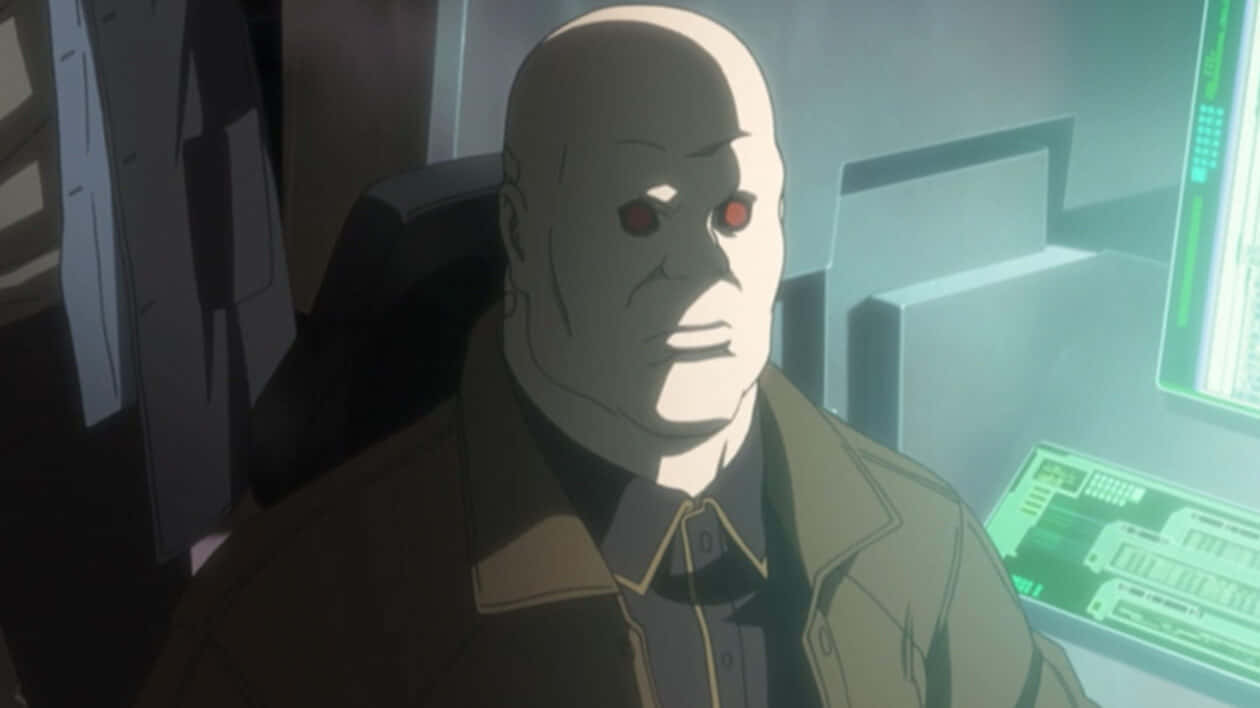 Ghost In The Shell Borma, bald anime man, glowing red eyes, SD Desktop Wallpaper
