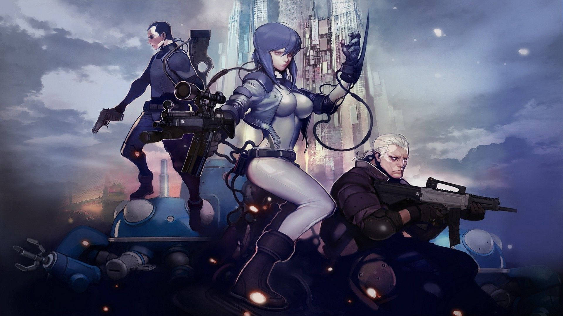 Ghost In The Shell, cyberpunk warriors, futuristic gear, Full HD Desktop Wallpaper