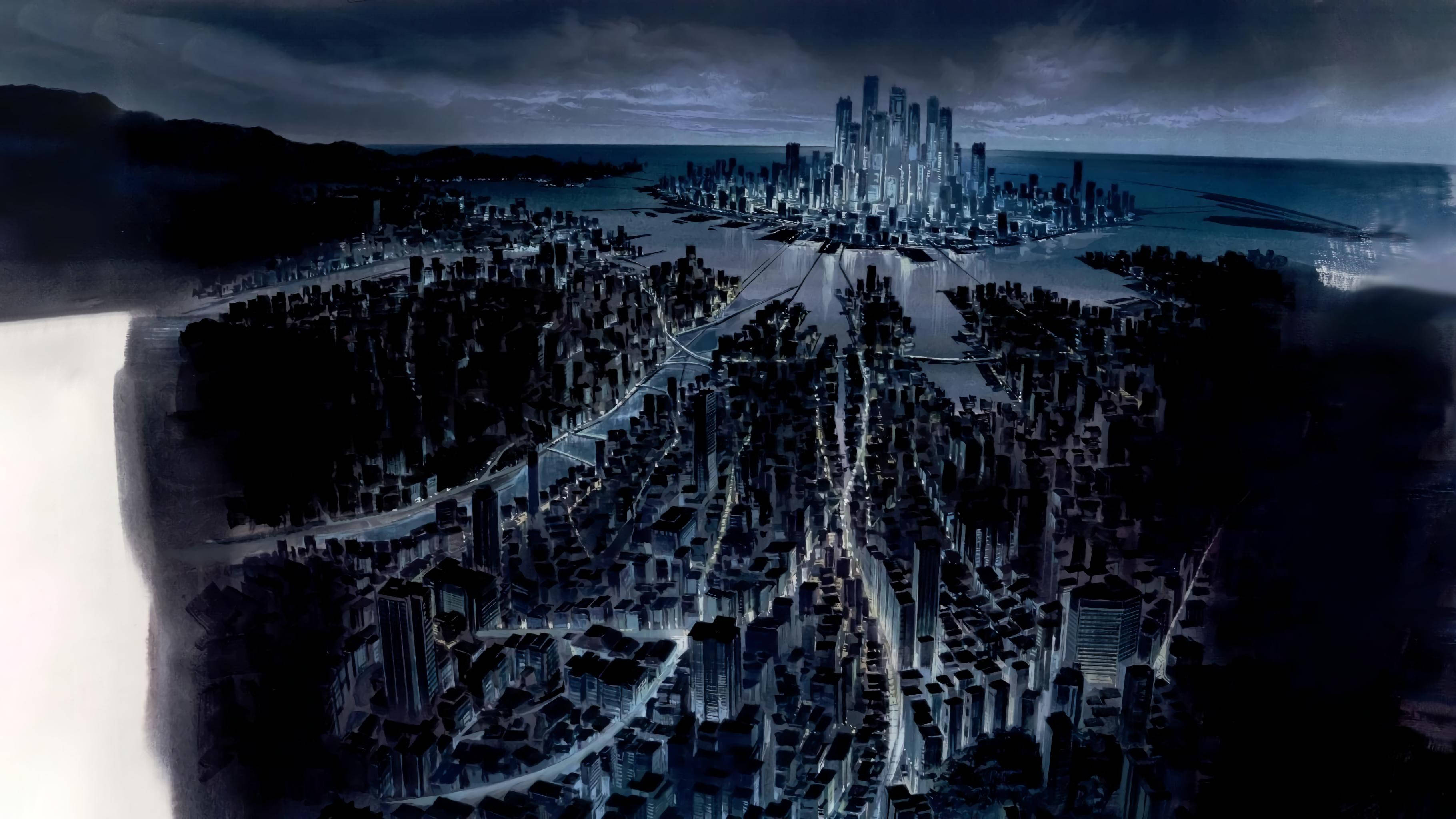 Ghost In The Shell, cyberpunk skyline, night, 2K Desktop Wallpaper