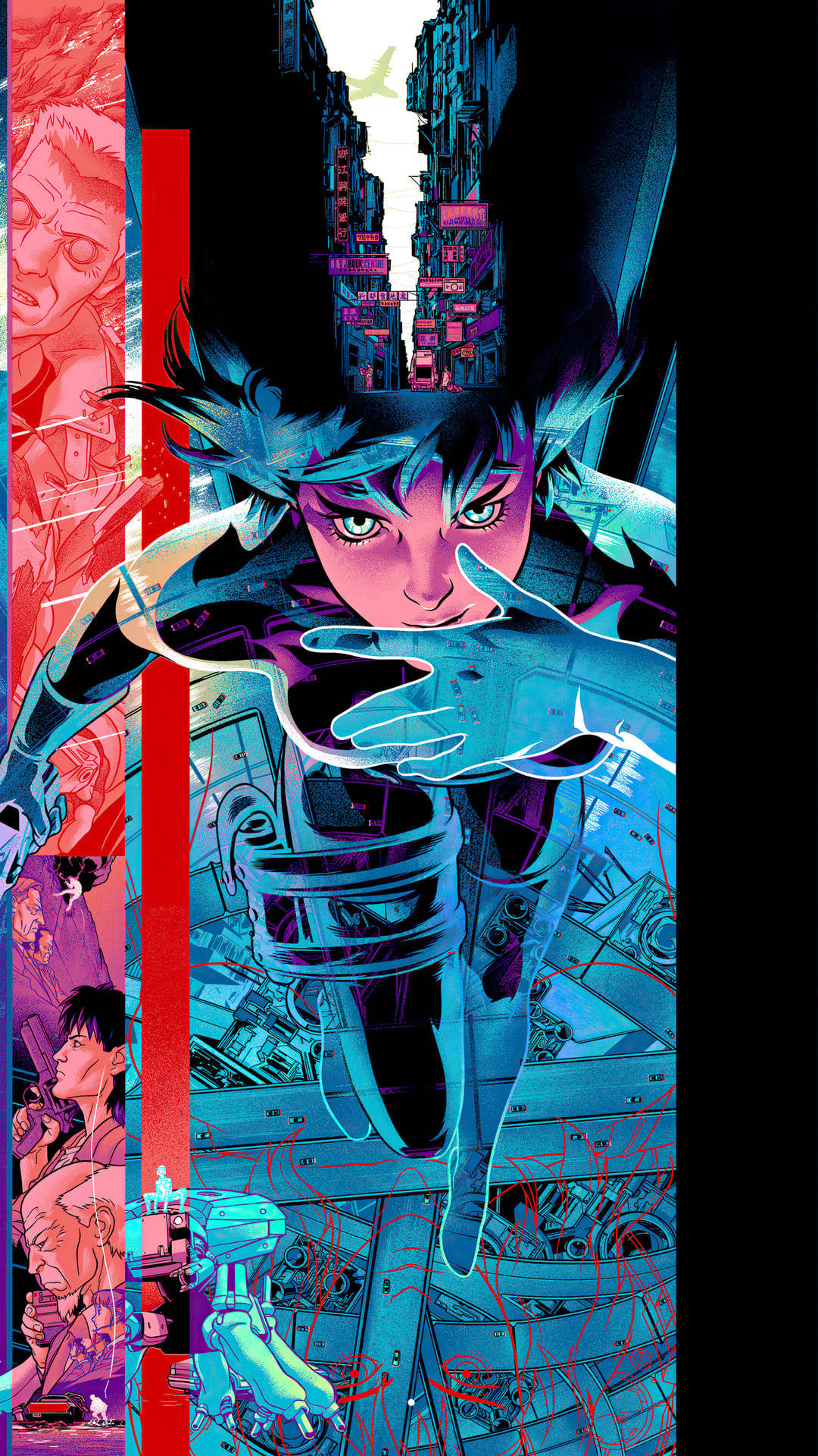 Ghost In The Shell, cyberpunk anime character, glowing eyes, Full HD Phone Wallpaper