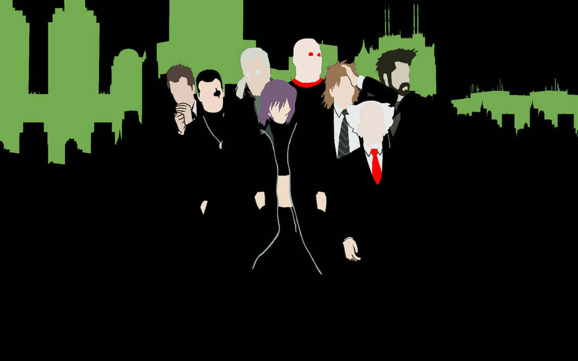 Ghost In The Shell, team silhouette, dark attire, SD Desktop Wallpaper