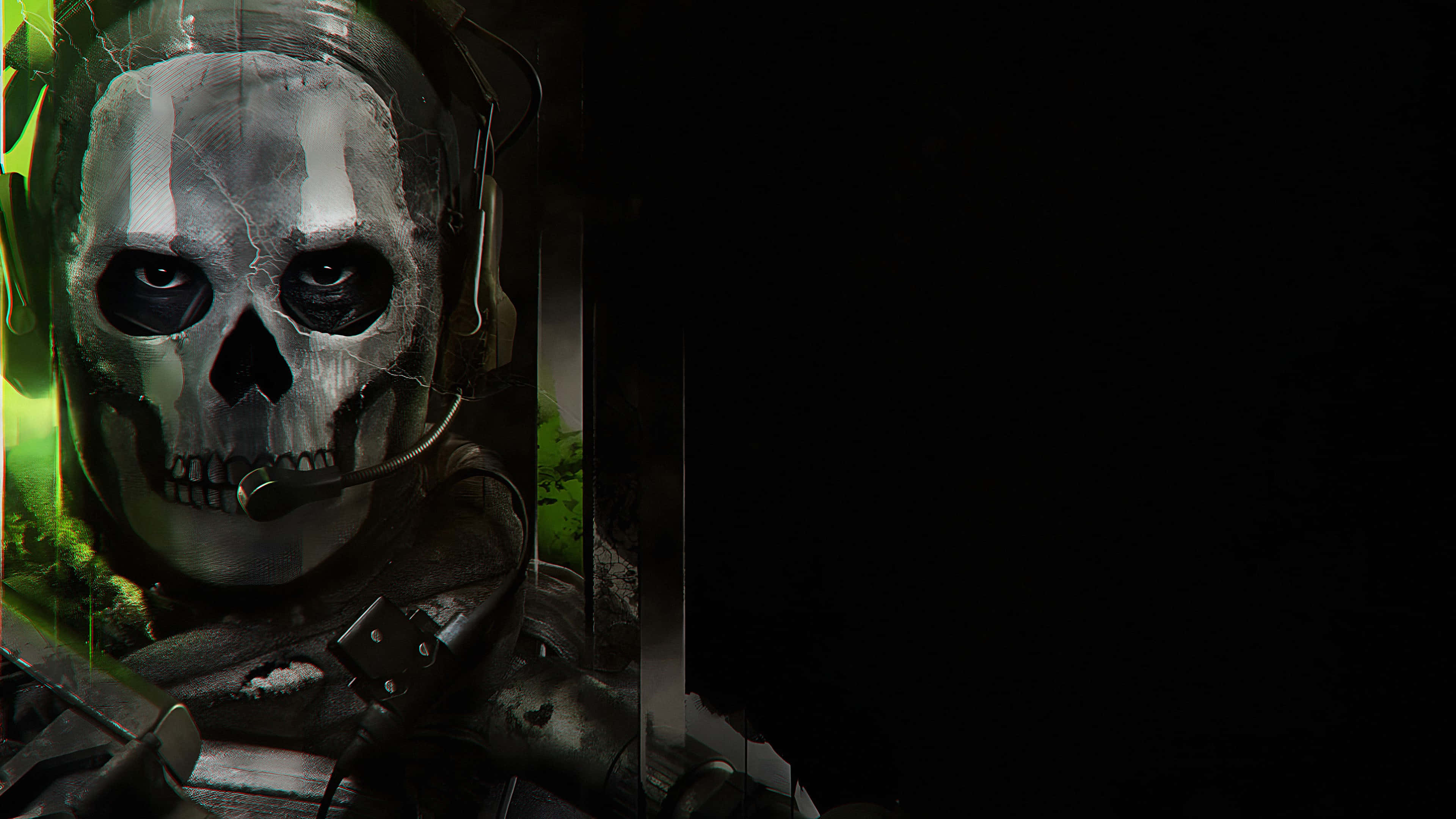 Ghost Mw2, iconic skull mask, cracked helmet, 4K Desktop Wallpaper