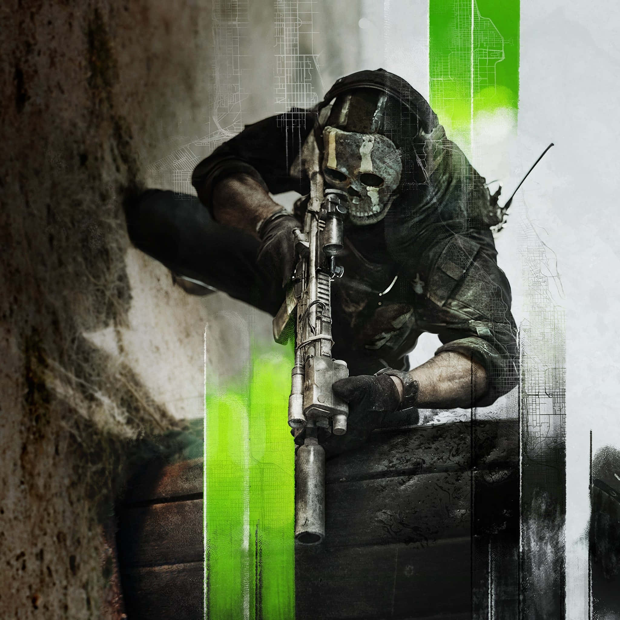 Ghost Mw2, skull mask, rifle, Full HD Desktop Wallpaper