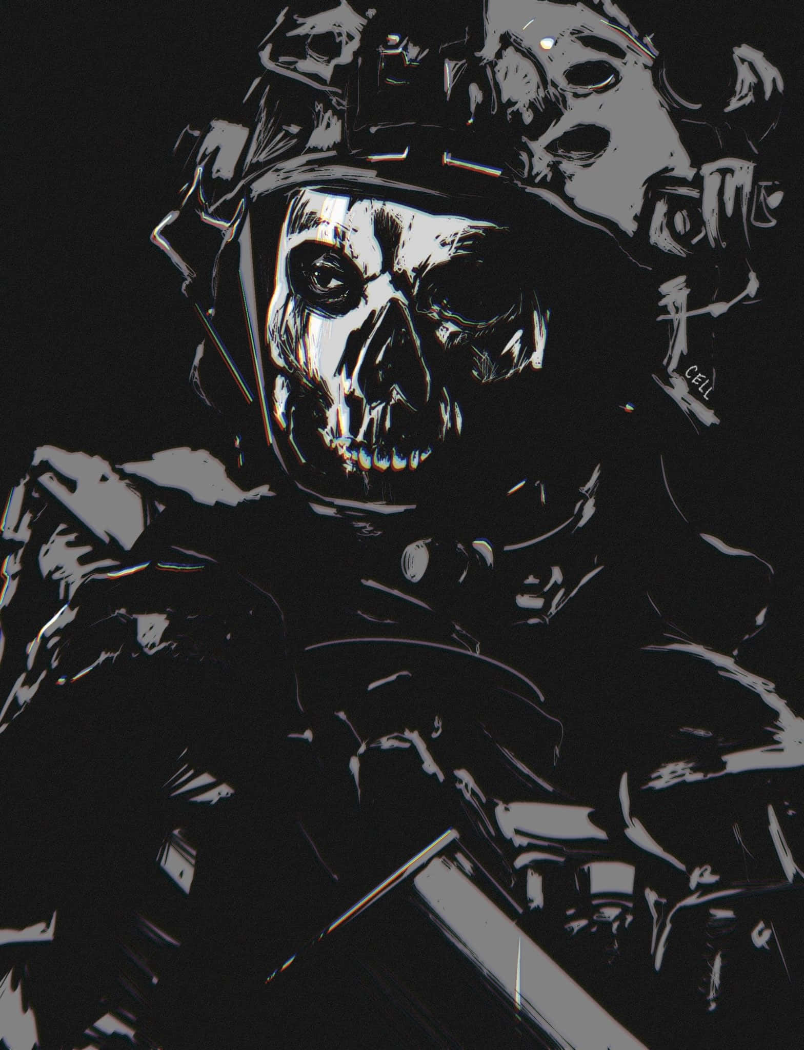 Ghost Mw2, iconic skull mask, military helmet, Full HD Phone Wallpaper