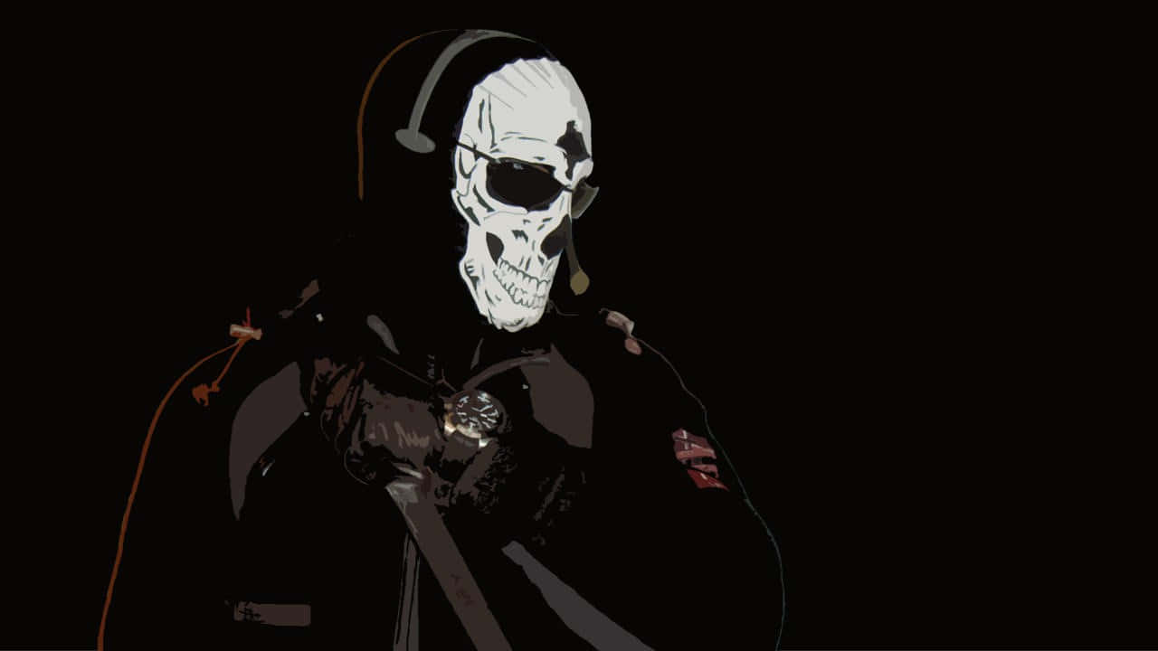 Ghost Mw2, iconic skull mask, dark hoodie, HD Desktop Wallpaper