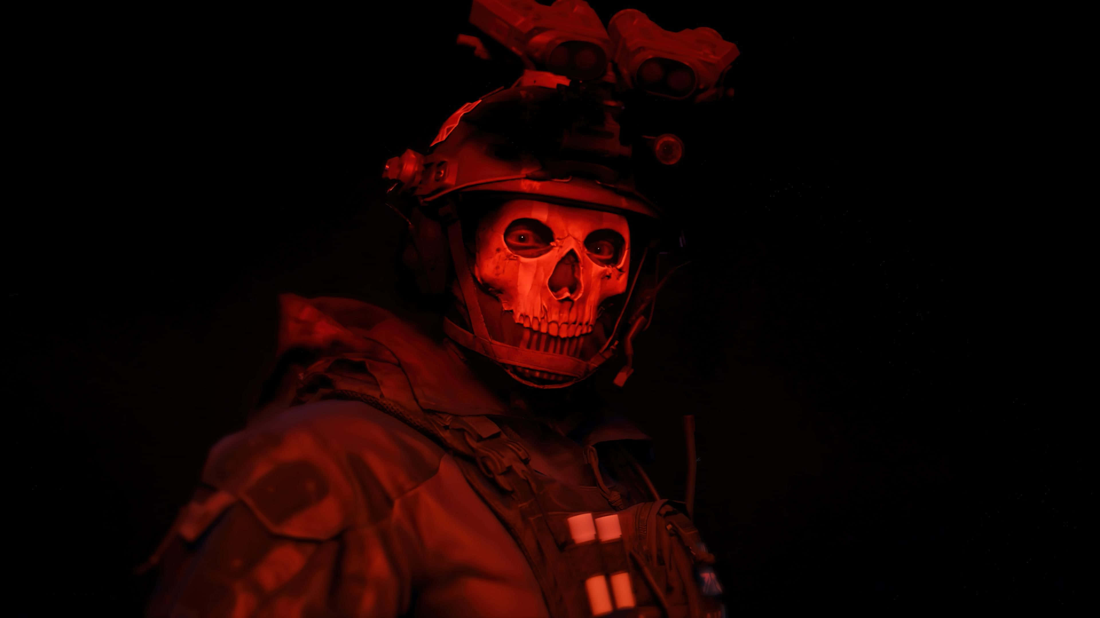 Ghost Mw2, iconic skull mask, tactical gear, 4K Desktop Wallpaper