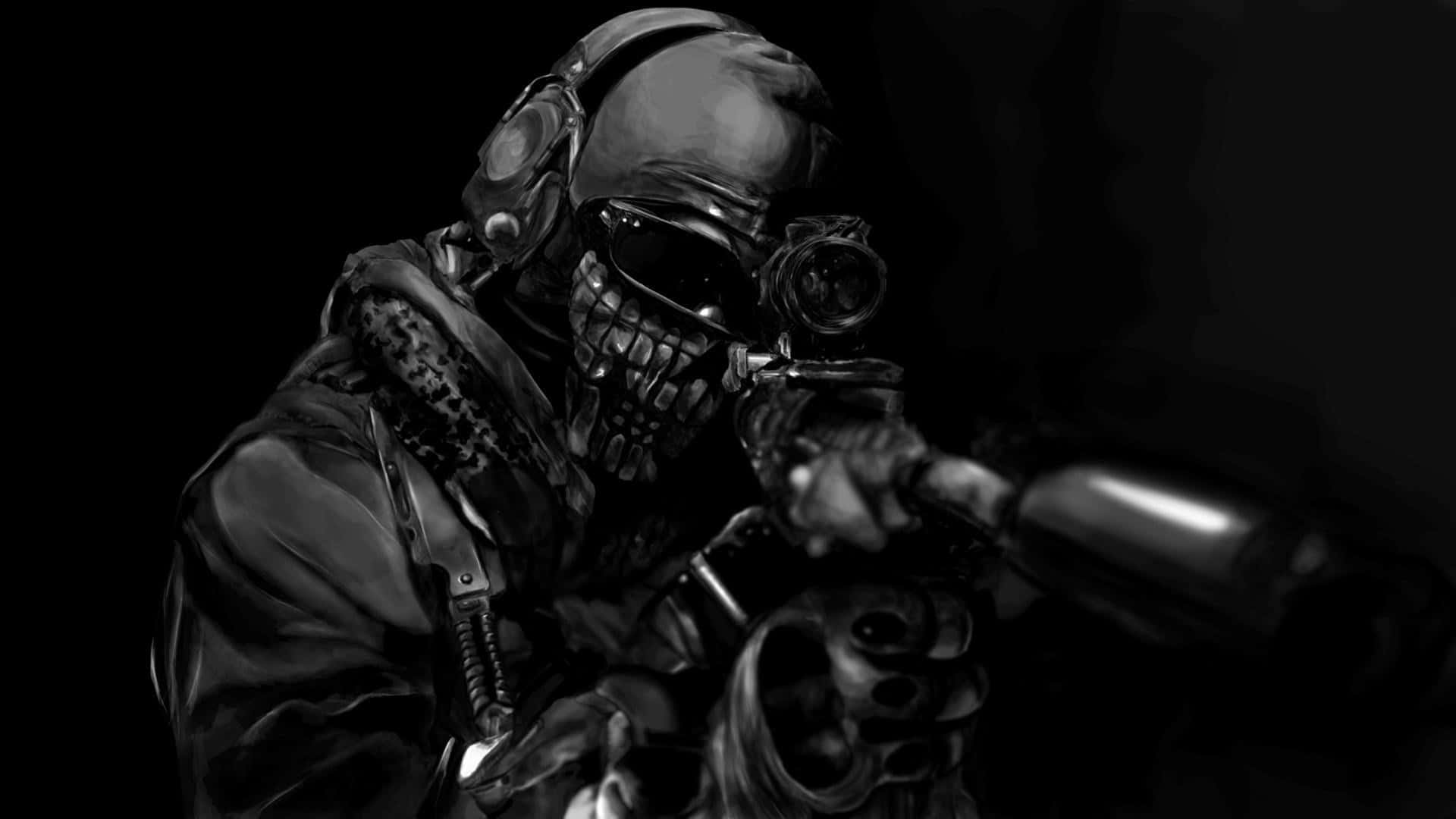 Ghost Mw2, skull-faced soldier, tactical gear, Full HD Desktop Wallpaper
