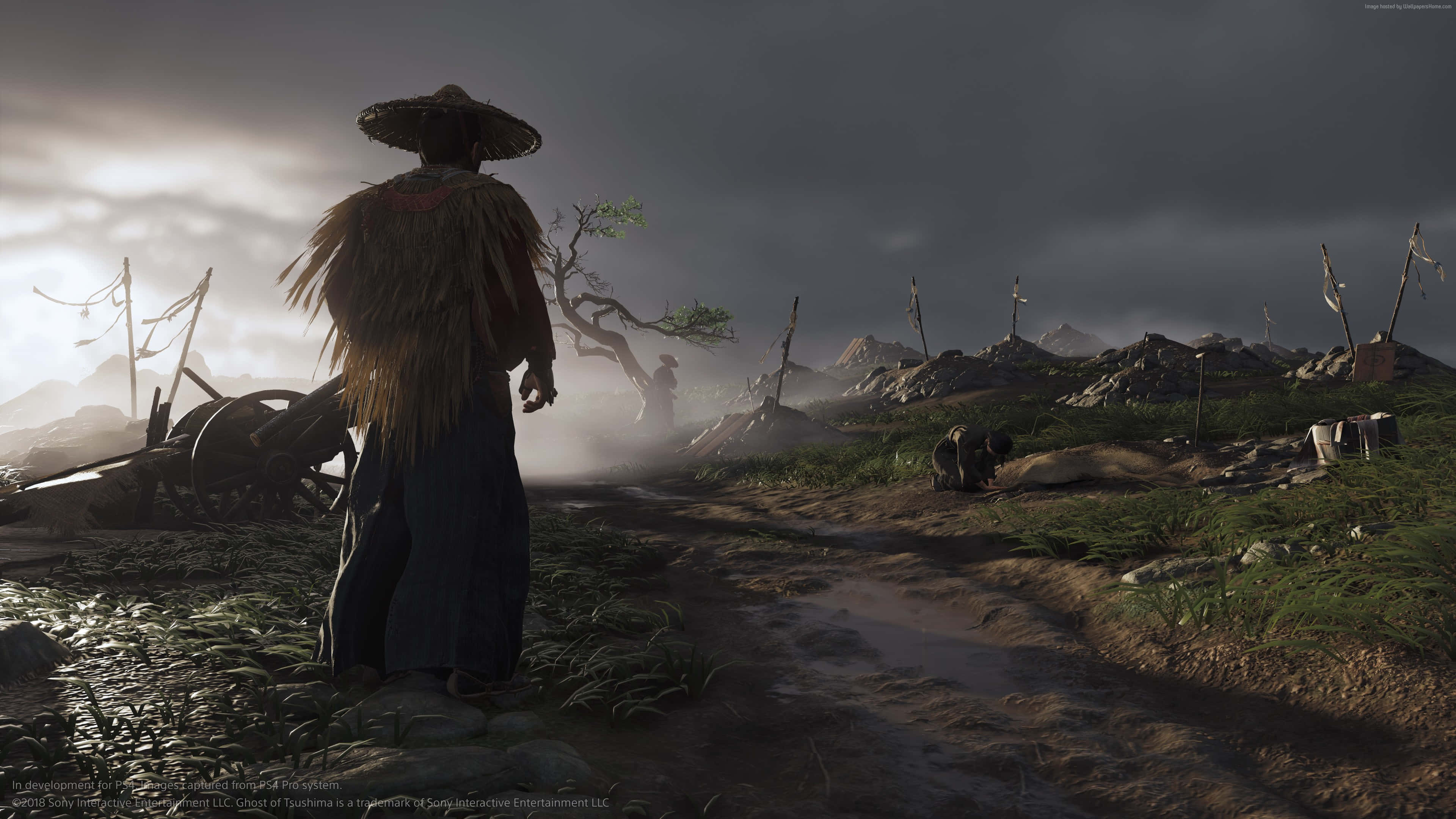 Ghost Of Tsushima, iPhone, straw hat, 4K Desktop Wallpaper
