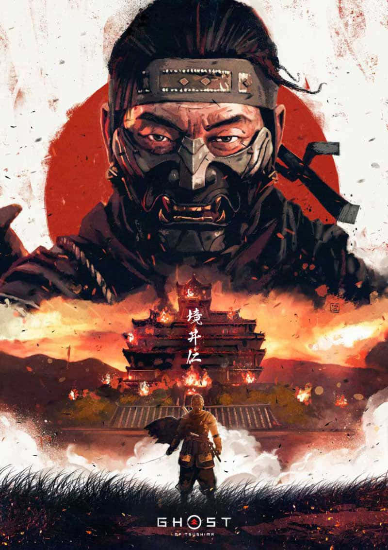 Ghost of Tsushima, iPhone, masked samurai warrior, SD Phone Wallpaper