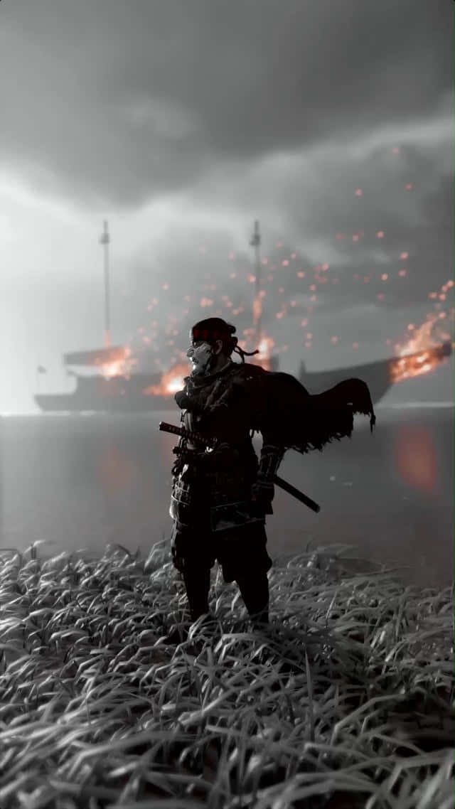 Ghost of Tsushima, iPhone, lone samurai, SD Phone Wallpaper
