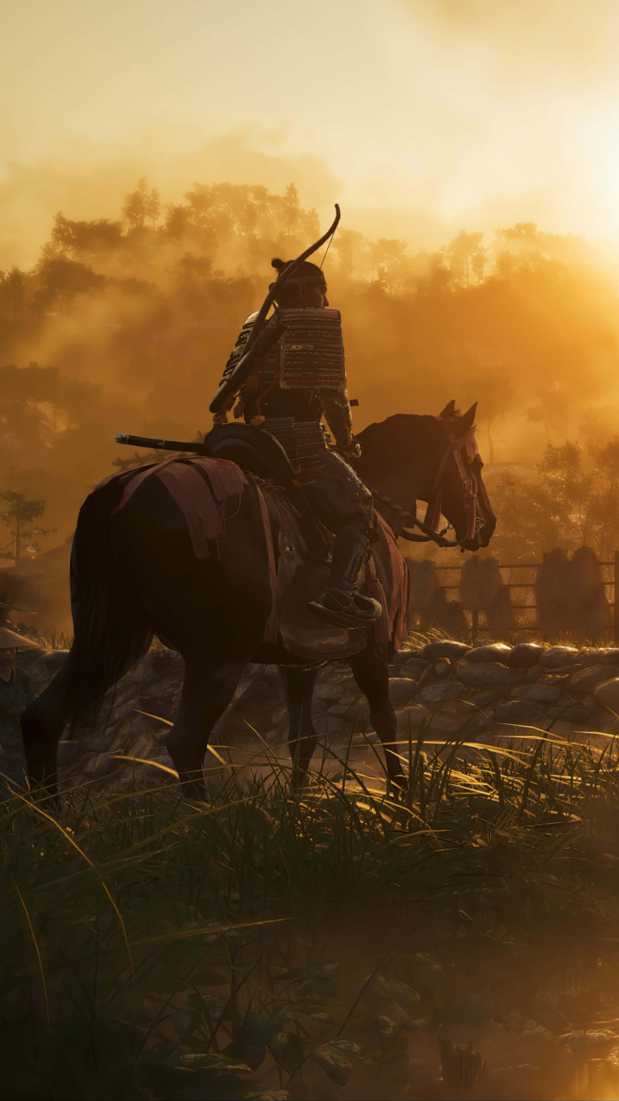 Ghost Of Tsushima, samurai warrior, horse, 4K Phone Wallpaper