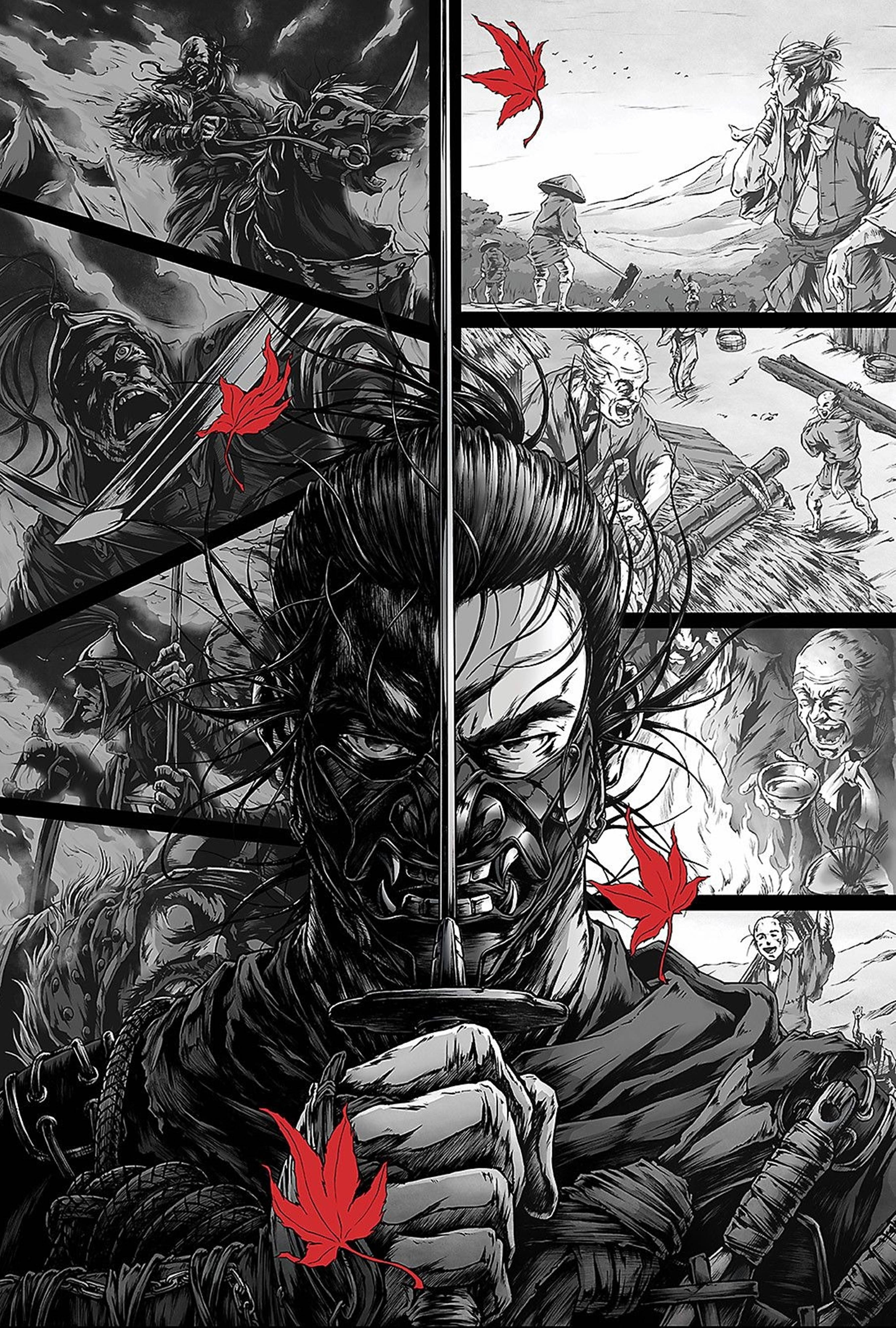 Ghost Of Tsushima, manga-style warrior, katana, 4K Phone Wallpaper