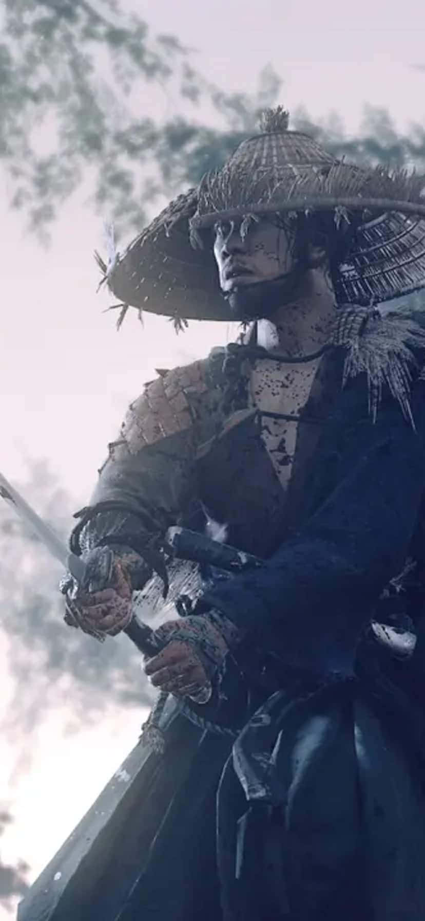 Ghost of Tsushima, samurai warrior, straw hat, HD Phone Wallpaper