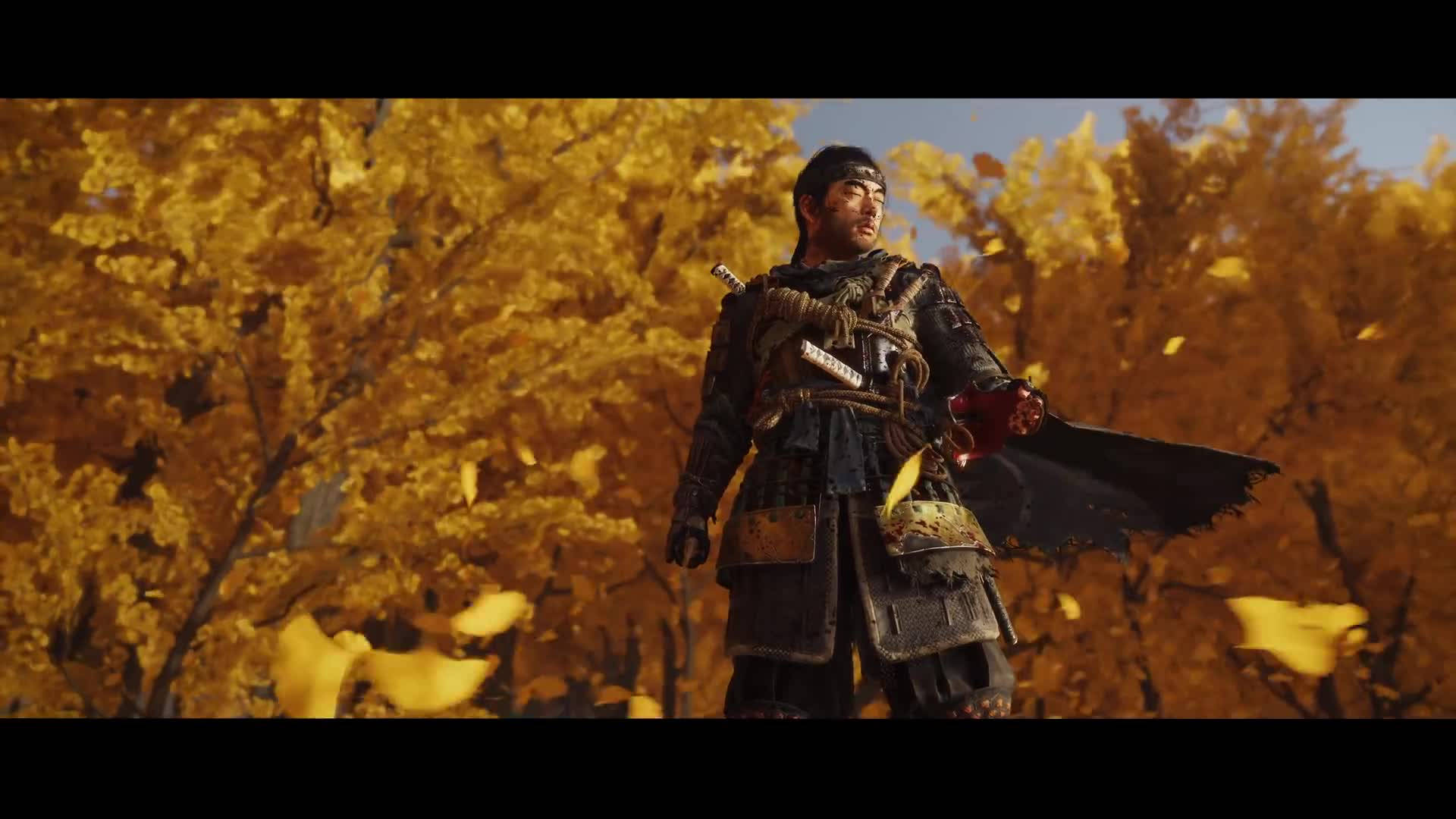 Ghost Of Tsushima, samurai warrior, vibrant golden autumn forest, Full HD Desktop Wallpaper