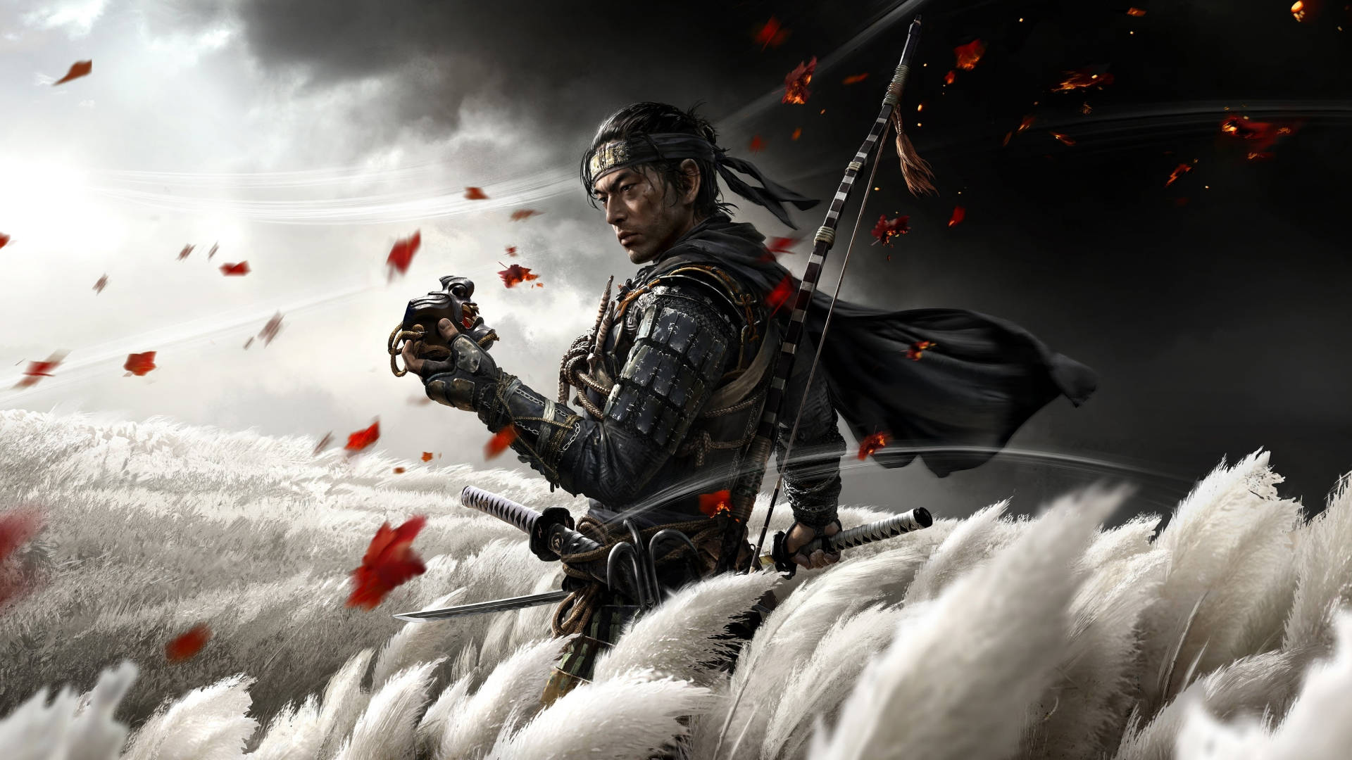 Ghost Of Tsushima, samurai warrior, snowy peak, Full HD Desktop Wallpaper
