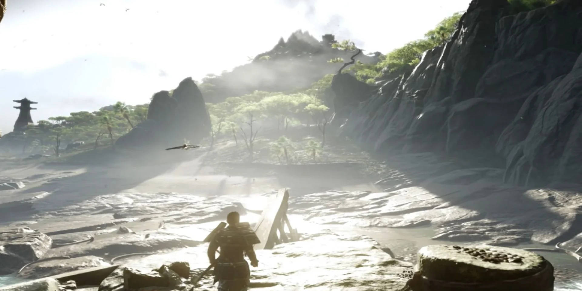 Ghost Of Tsushima, mountain view, misty rocky valley, Full HD Desktop Wallpaper