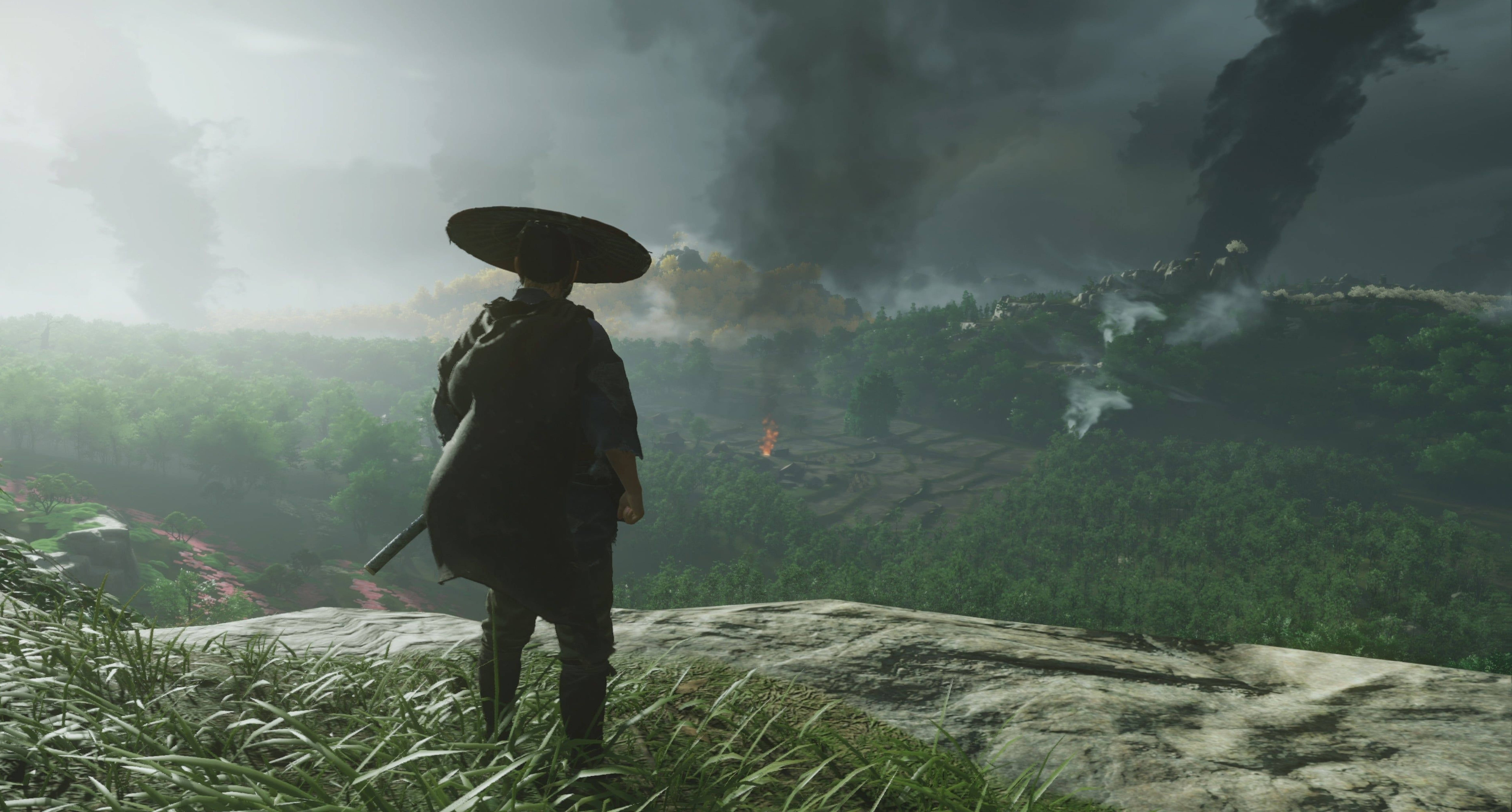 Ghost Of Tsushima, samurai, wide-brimmed hat, 5K Desktop Wallpaper