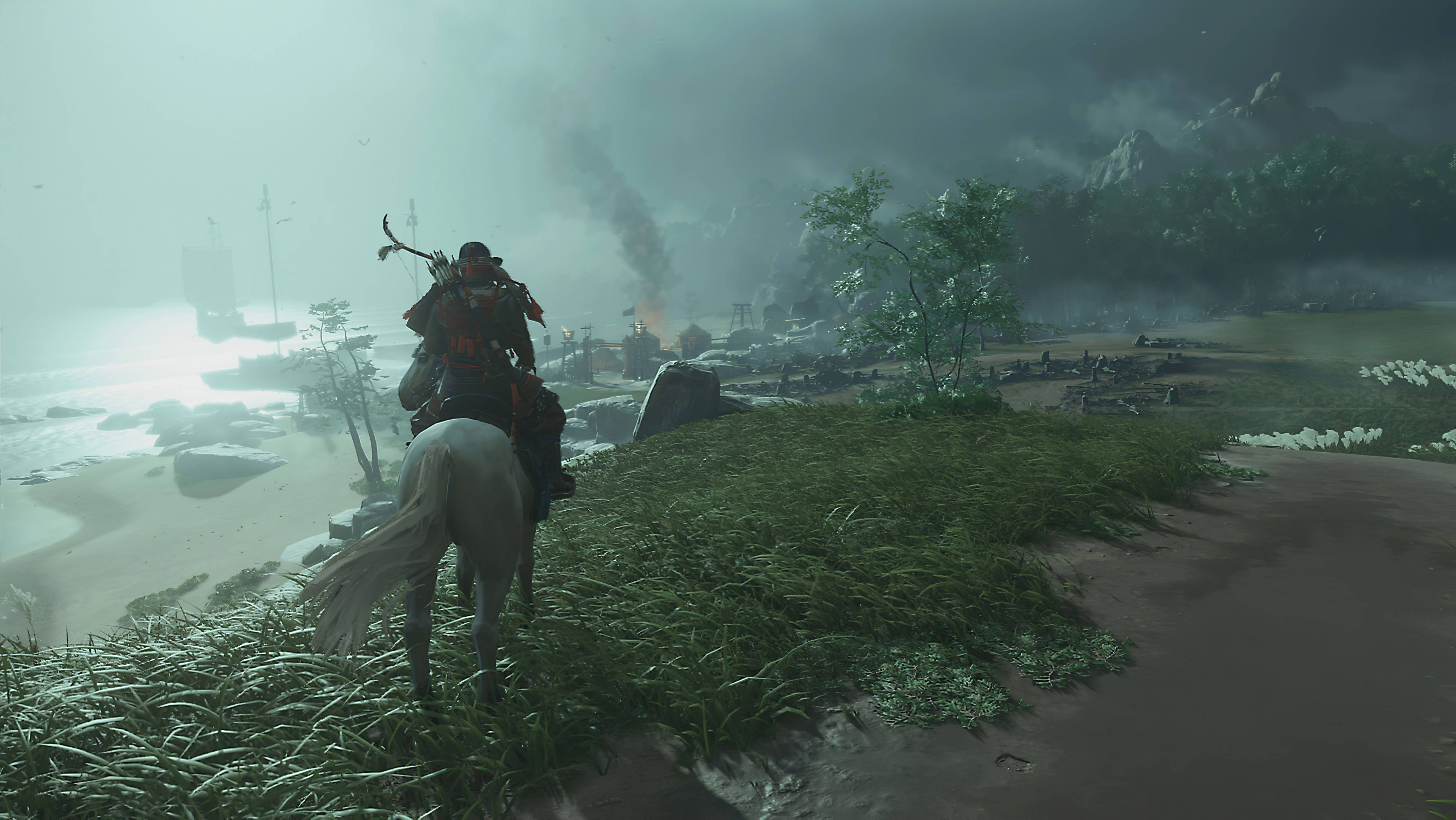 Ghost Of Tsushima, samurai, white horse, 5K Desktop Wallpaper