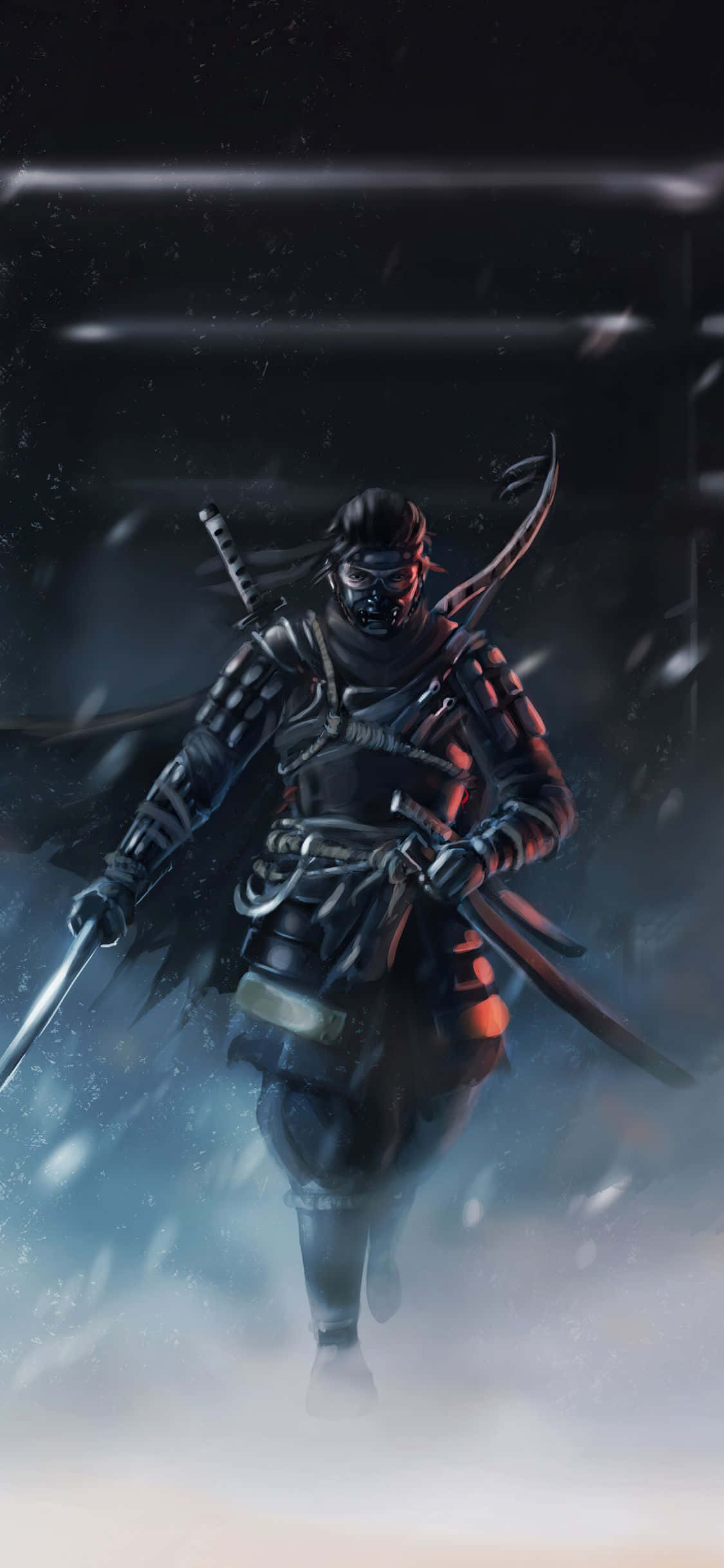 Ghost Of Tsushima, masked samurai warrior, snowy night, Full HD Phone Wallpaper