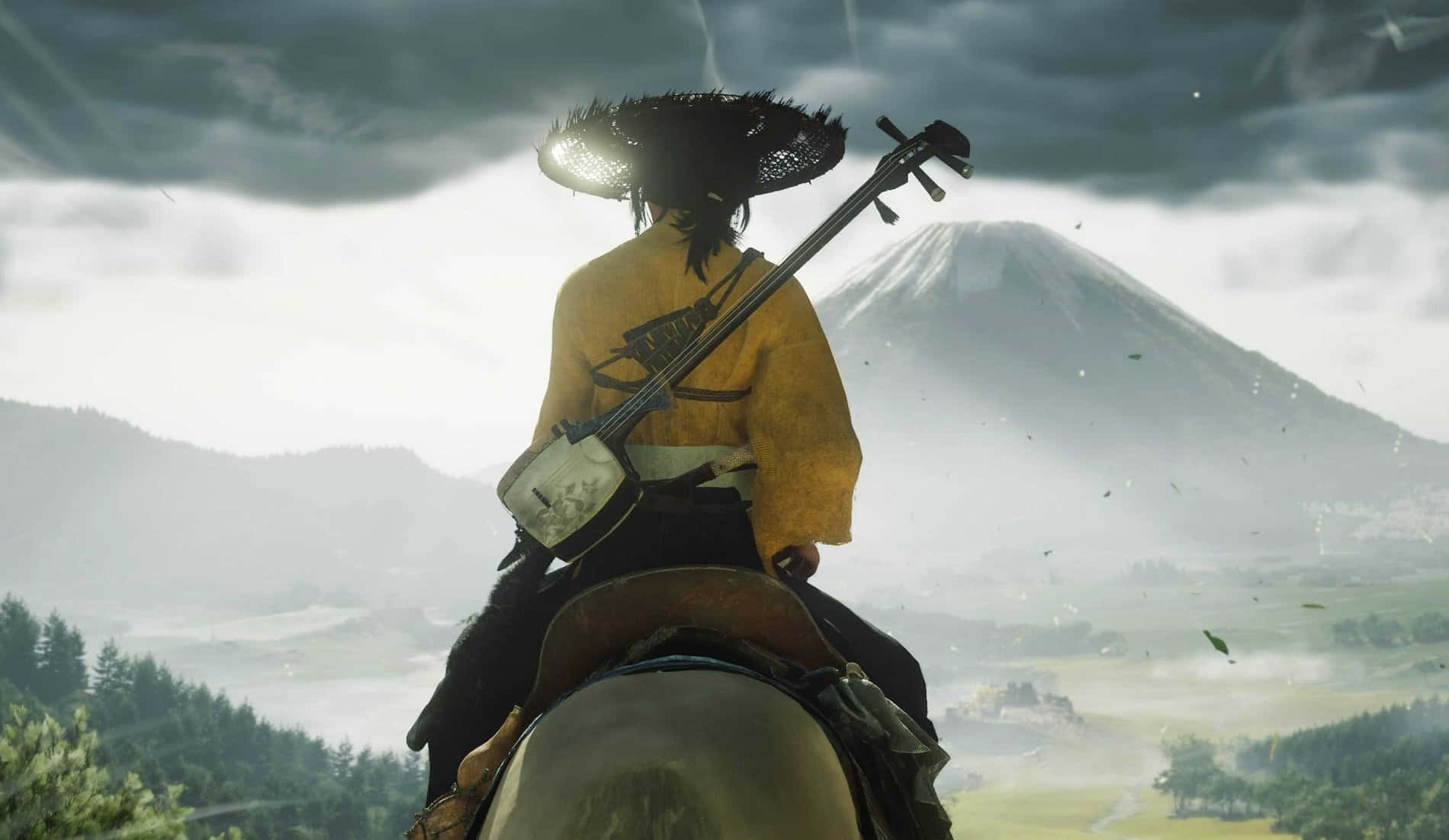 Ghost Of Yotei, samurai, straw hat, HD Desktop Wallpaper