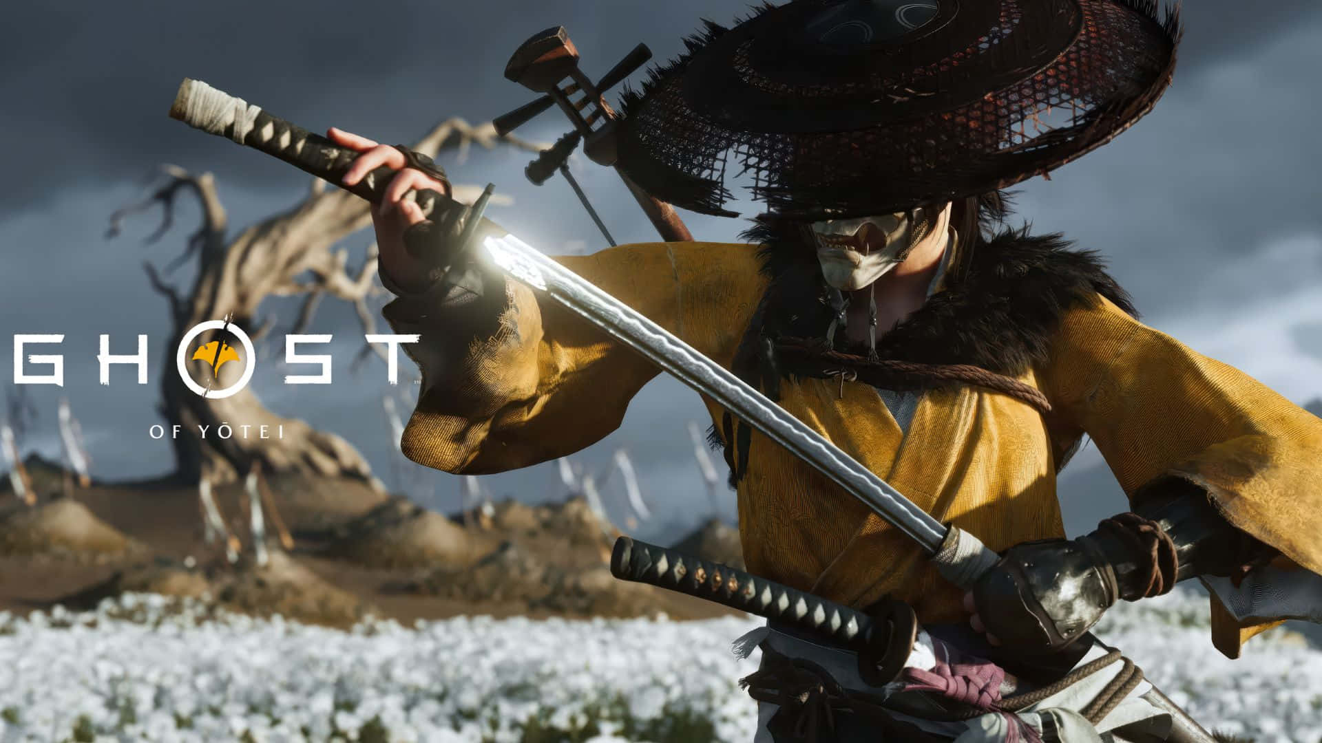 Ghost Of Yotei, samurai, yellow robe, Full HD Desktop Wallpaper