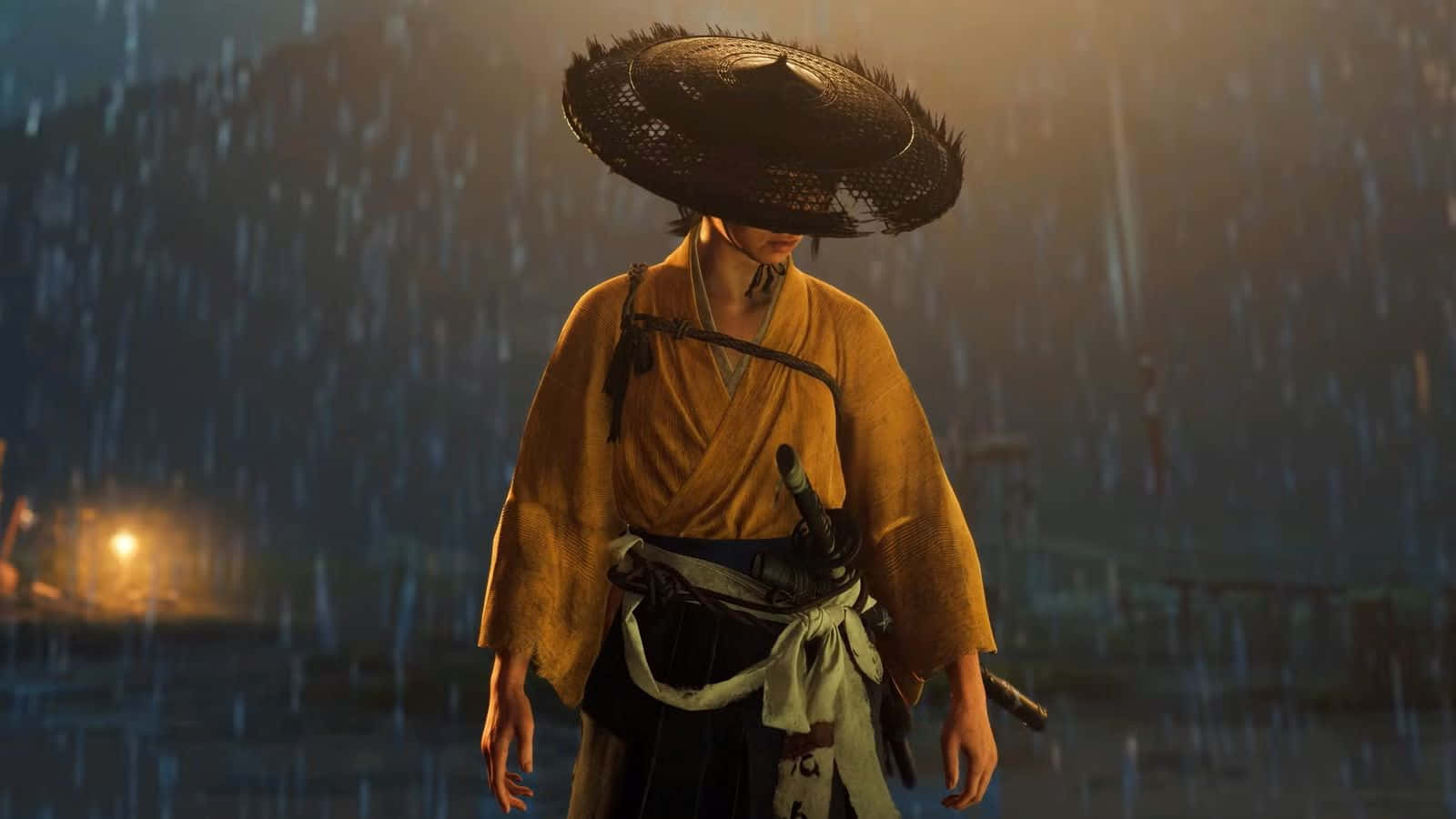 Ghost Of Yotei, samurai, wide-brimmed hat, HD Desktop Wallpaper