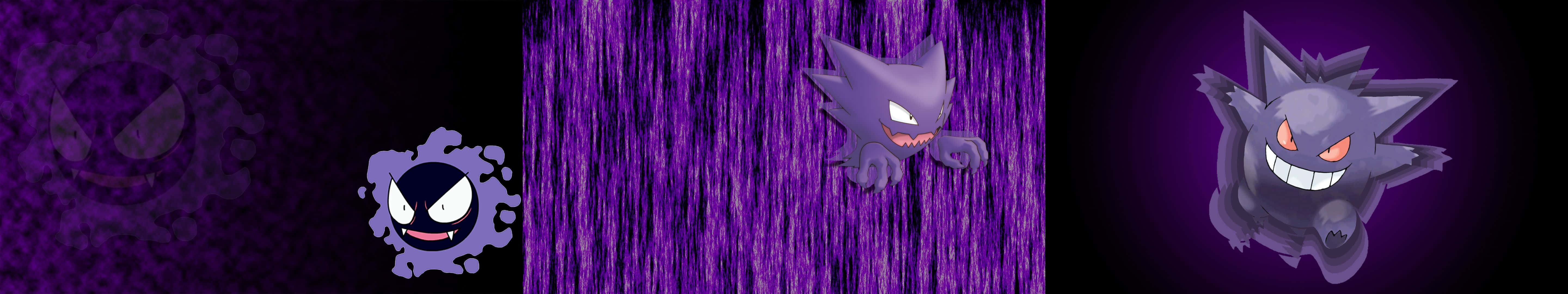 Ghost Pokemon, purple, glowing eyes, 5K Desktop Wallpaper